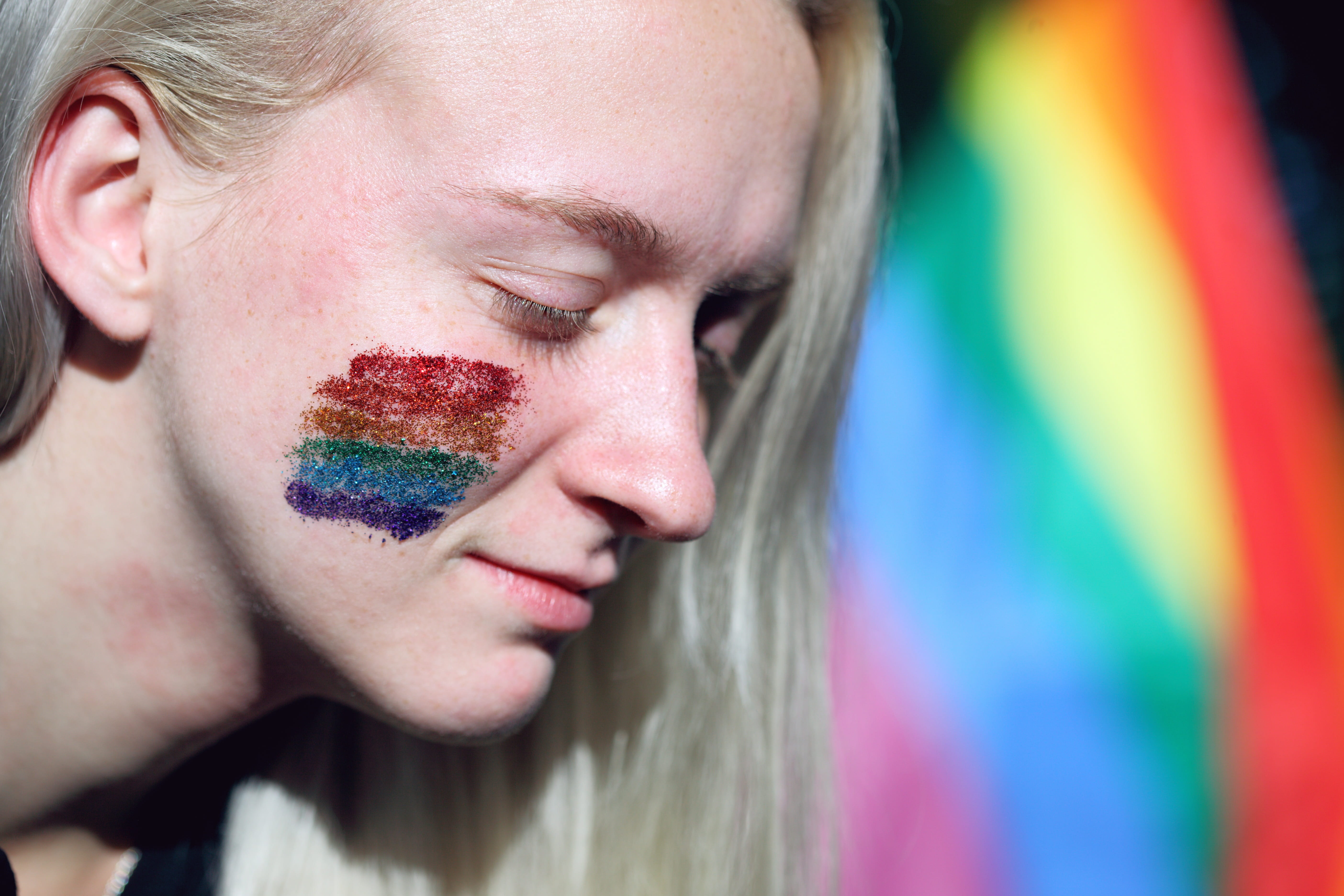 lgbtq, front view, emotion, adult, blond hair, teenager, celebrate, female, one person, male, headshot, glitter, gender, human face, fun, person, people, HD Wallpaper