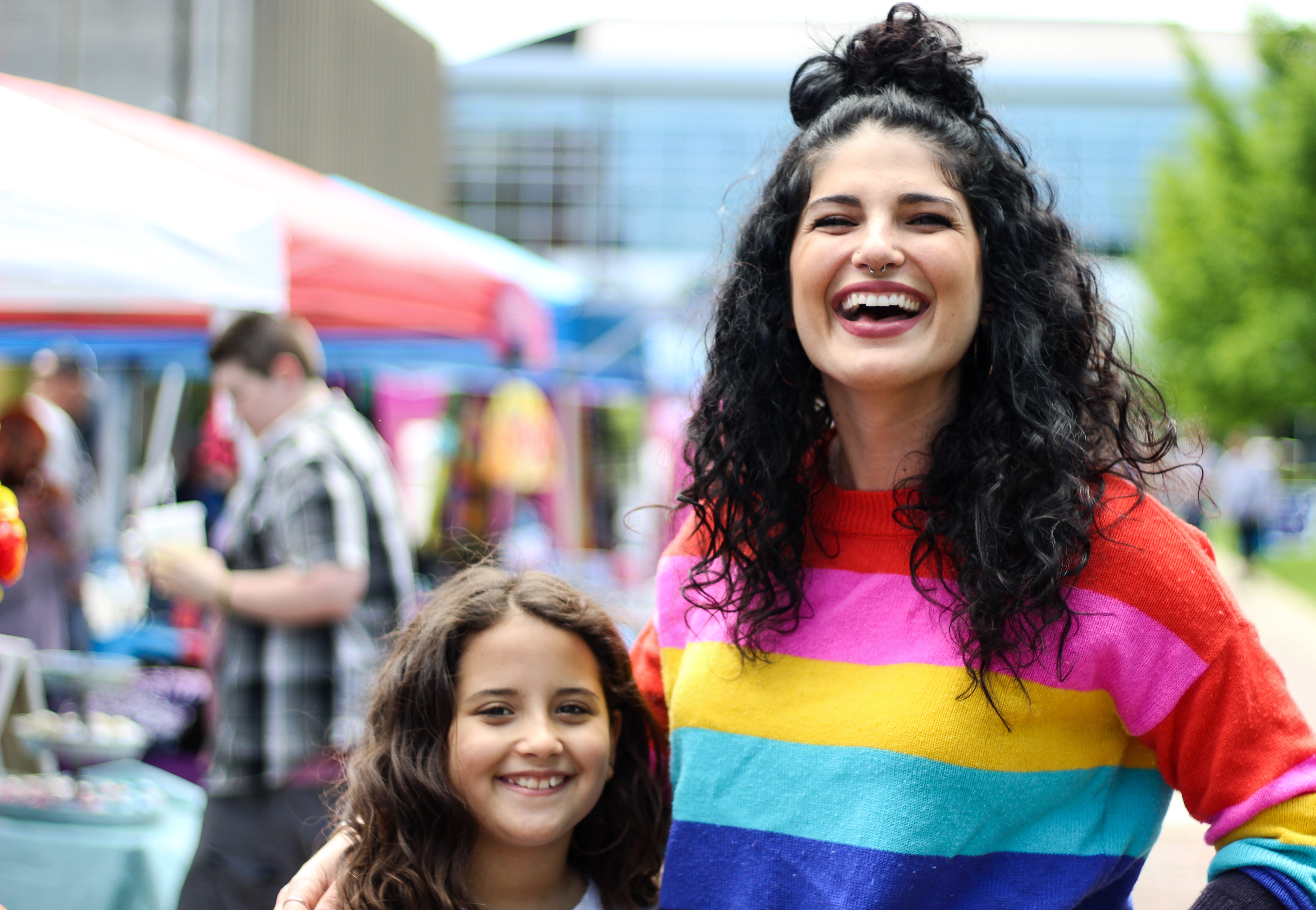 together, woman, sweatshirt, looking at camera, pride, individuality, child, childhood, emotion, wearing, parade, gender, people, daylight, focus on foreground, HD Wallpaper