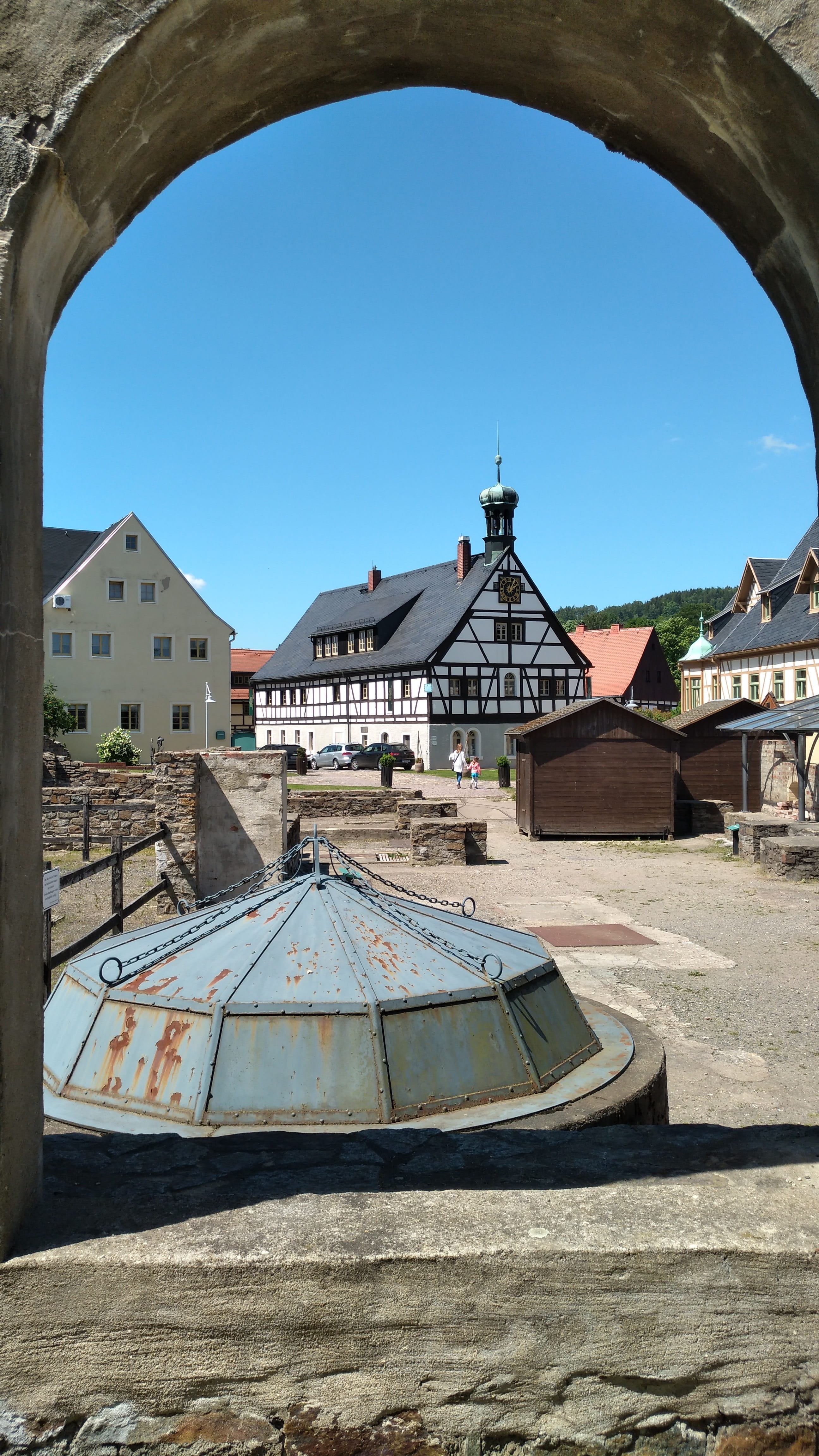 outdoors, 4K, olbernhau, sunlight, sky, architecture, shadow, candidate, metallurgy, built structure, shape, saigerhütte, building exterior, swimming pool, Phone HD Wallpaper