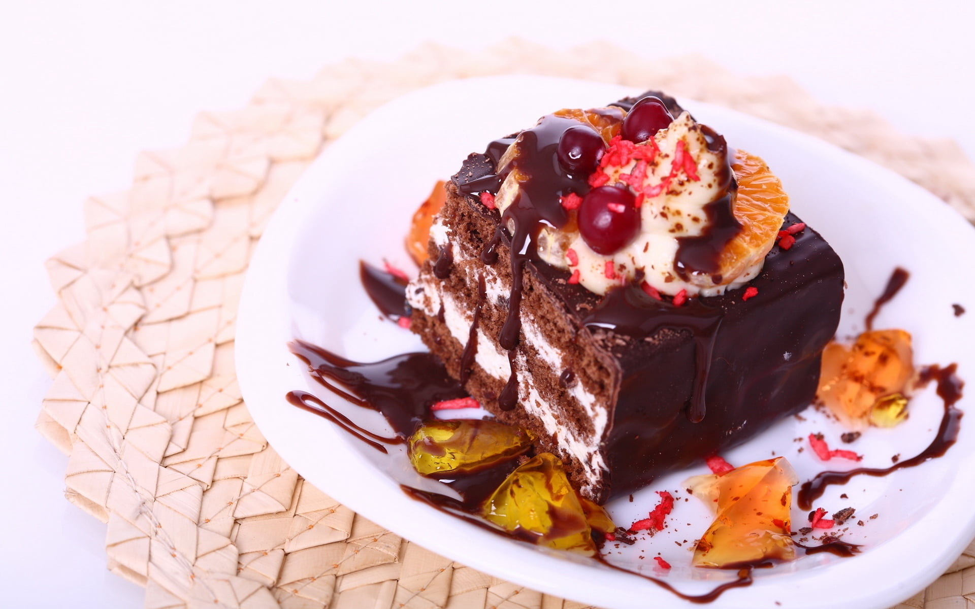 sweet Pie, bakery, ready-to-eat, food and drink, indulgence, fruit, sweet Food, dessert, freshness, no people, chocolate, still life, cake, indoors, cherry, HD Wallpaper