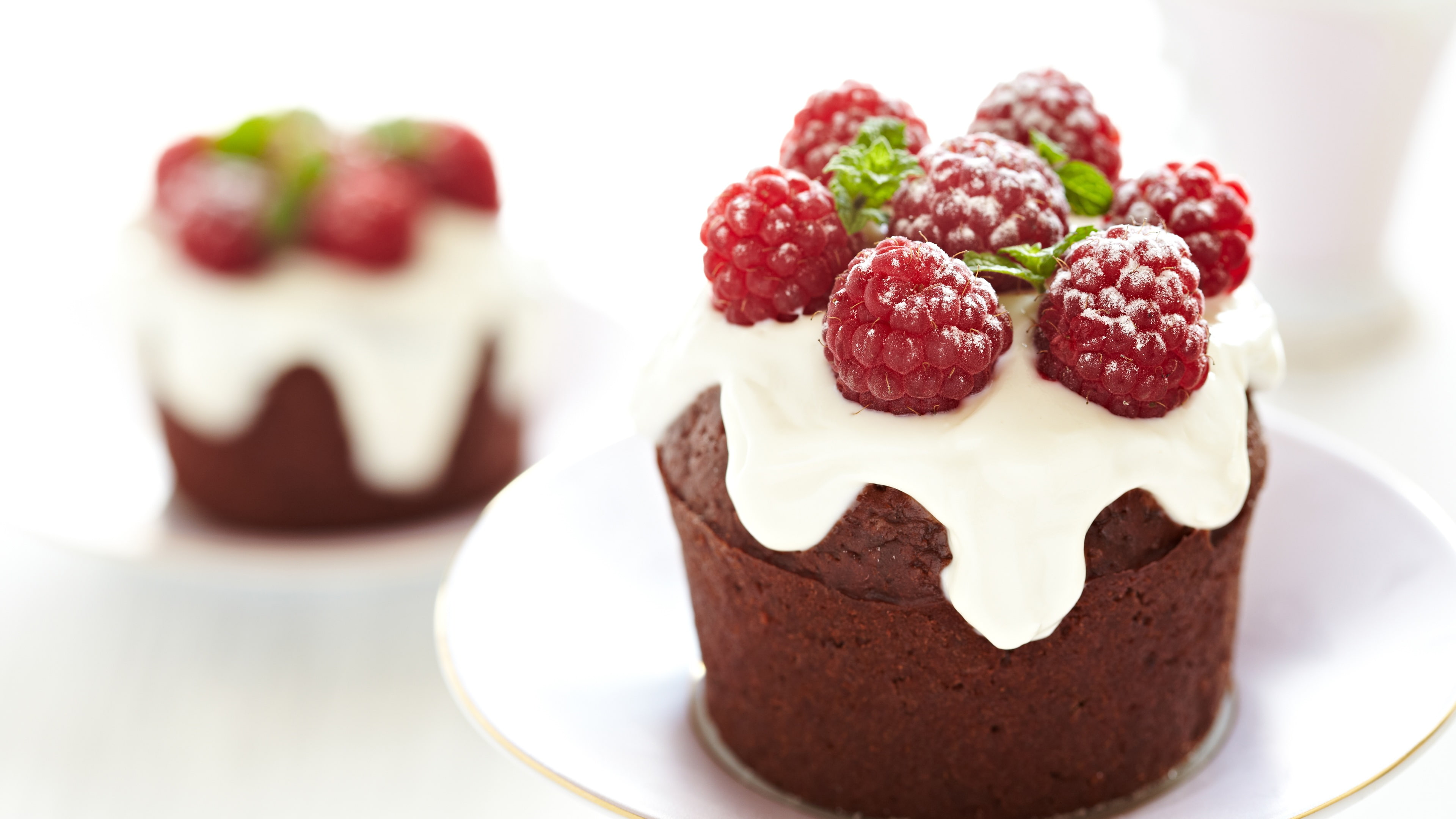 Dessert, Chocolate, Raspberry, Cupcakes, 4K, Cakes, HD Wallpaper