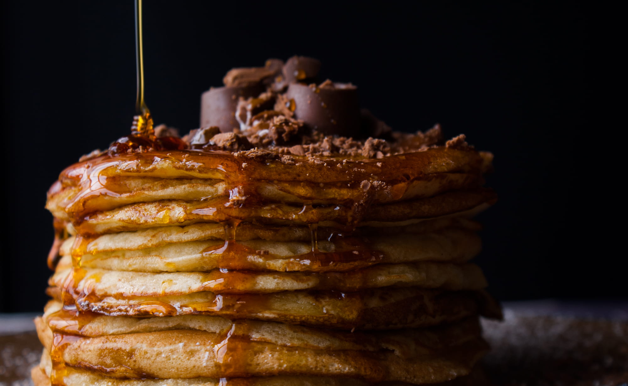 freshness, pancakes, no people, temptation, indulgence, close-up, syrup, ready-to-eat, 1080P, indoors, food and drink, studio shot, food, nightlife, delicious, HD Wallpaper