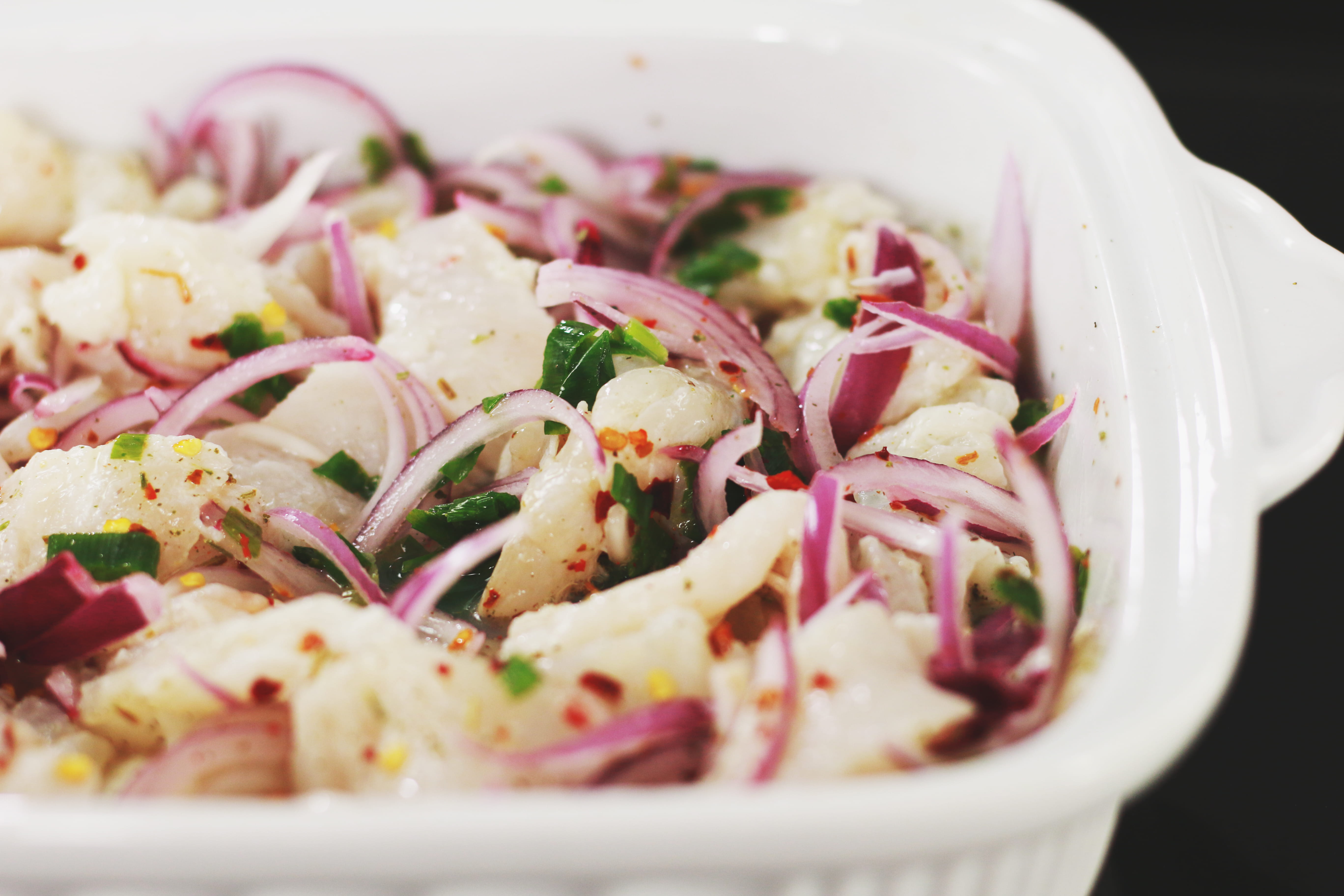 mouth-watering, healthy eating, 5K, close-up, tasty, delicious, appetizer, cuisine, traditional food, bowl, food preparation, salad, ceviche, parsley, HD Wallpaper