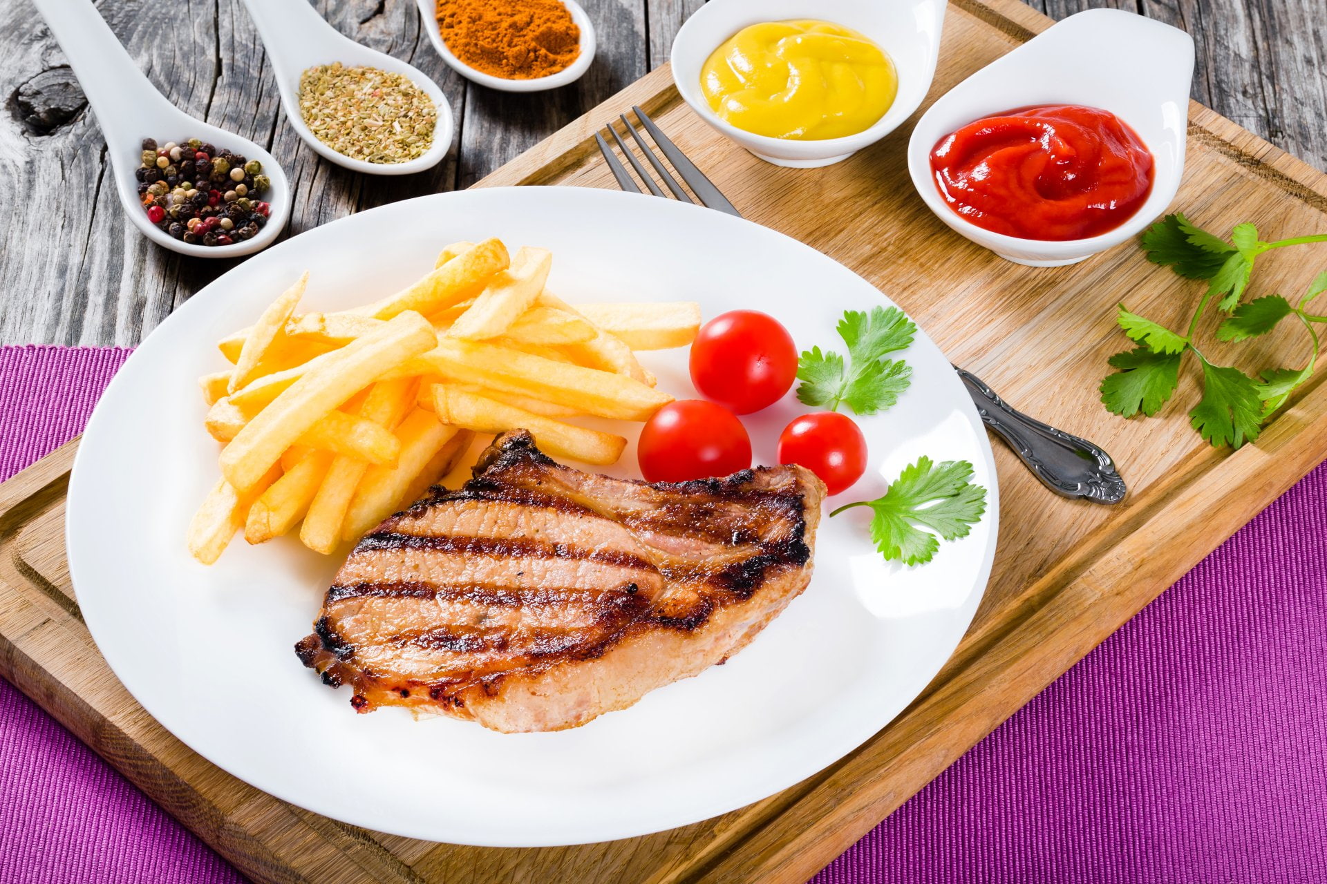 Tomato, French Fries, Ketchup, Food, Meal, Meat, 1080P, Mayonnaise, HD Wallpaper