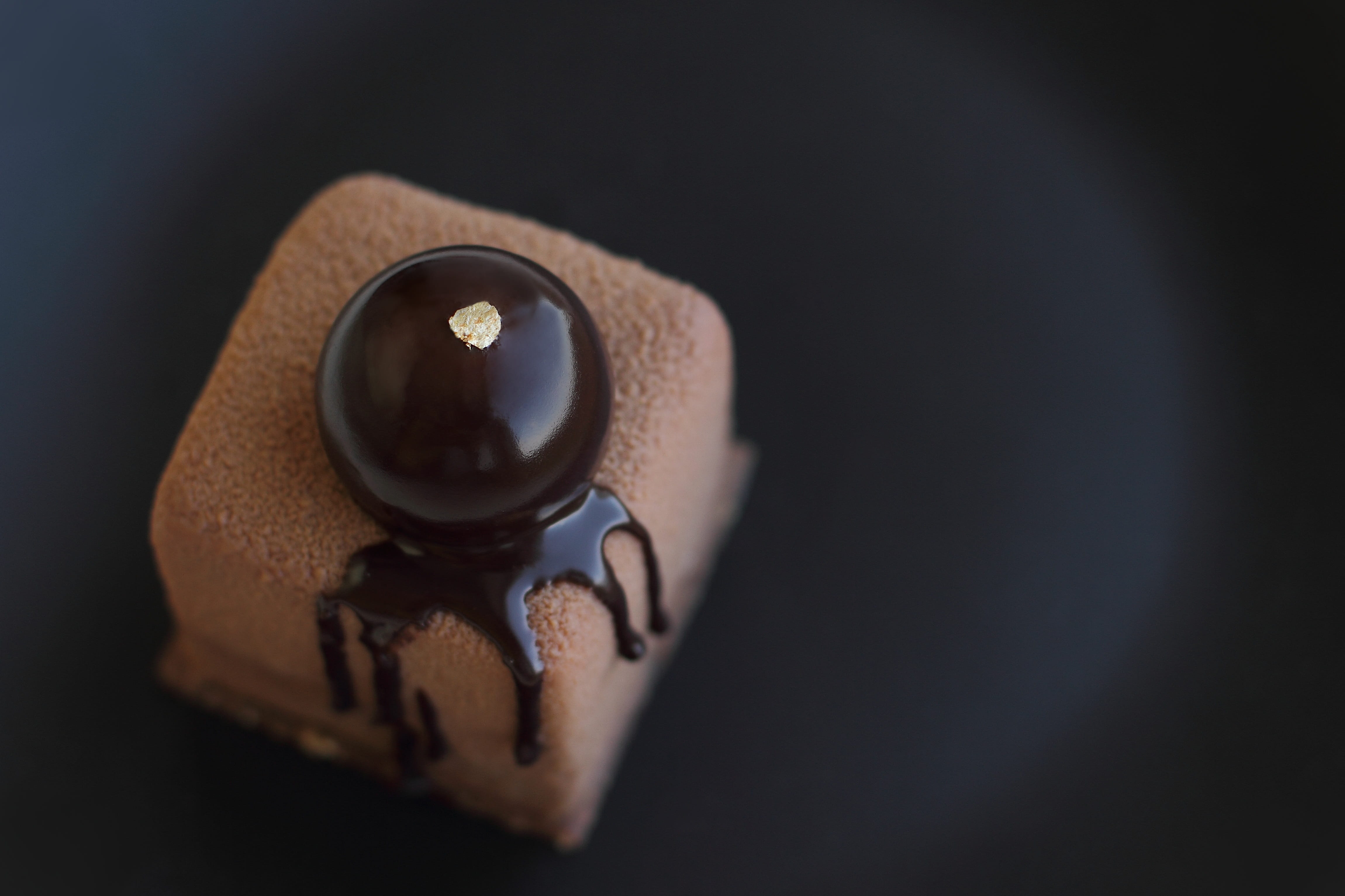 slice, creamy, icing, copy space, food and drink, luxury, pastry, chocolate, high angle view, isolated, coffee, snack, dessert, brownie, black background, HD Wallpaper