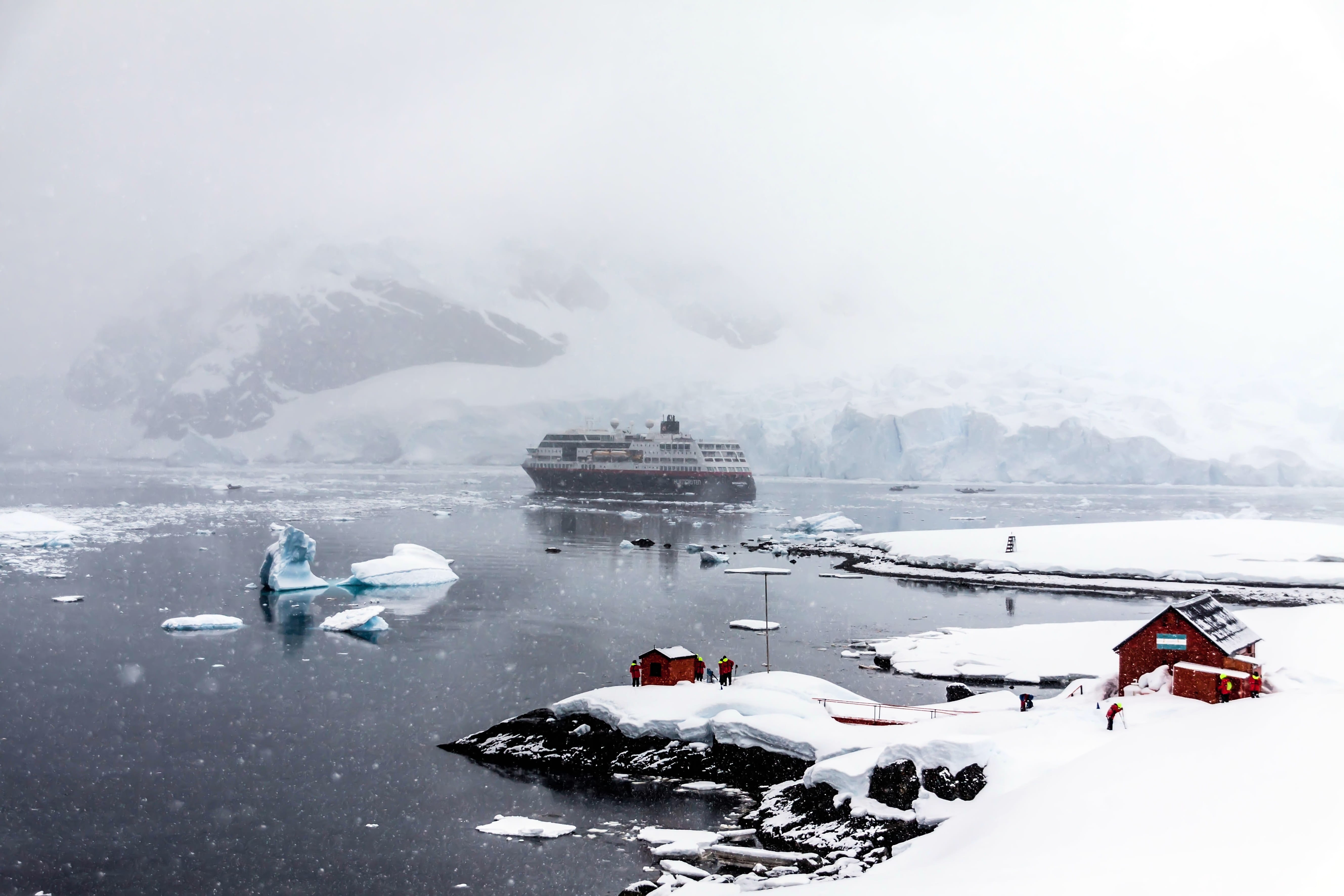 ice, water, eiskristalle, mode of transportation, day, nature, antarctica, ship, beauty in nature, hurtigruten, mountains, research station, outdoors, wintry, HD Wallpaper