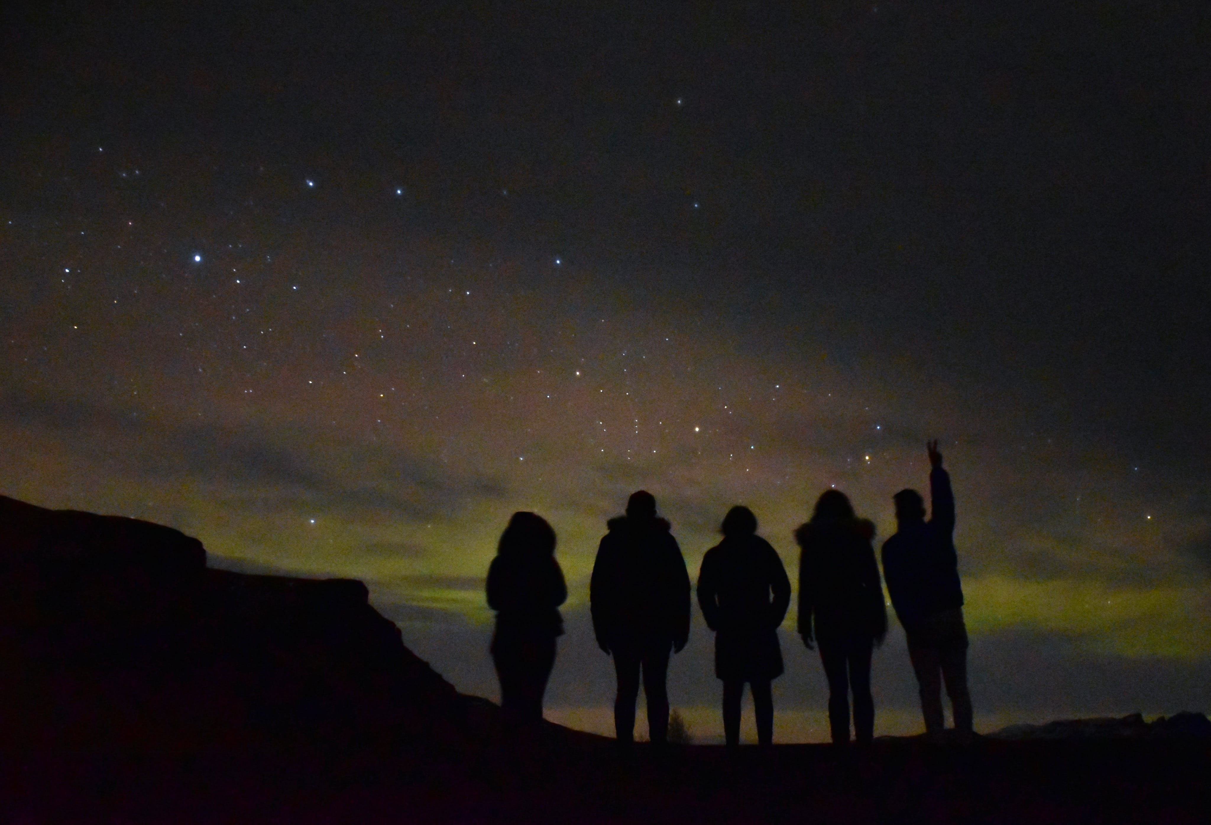 astronomy, night life, time, silhouette, outer space, scenics - nature, 4K, flare, beauty in nature, nature, friendship, real people, land, rear view, HD Wallpaper