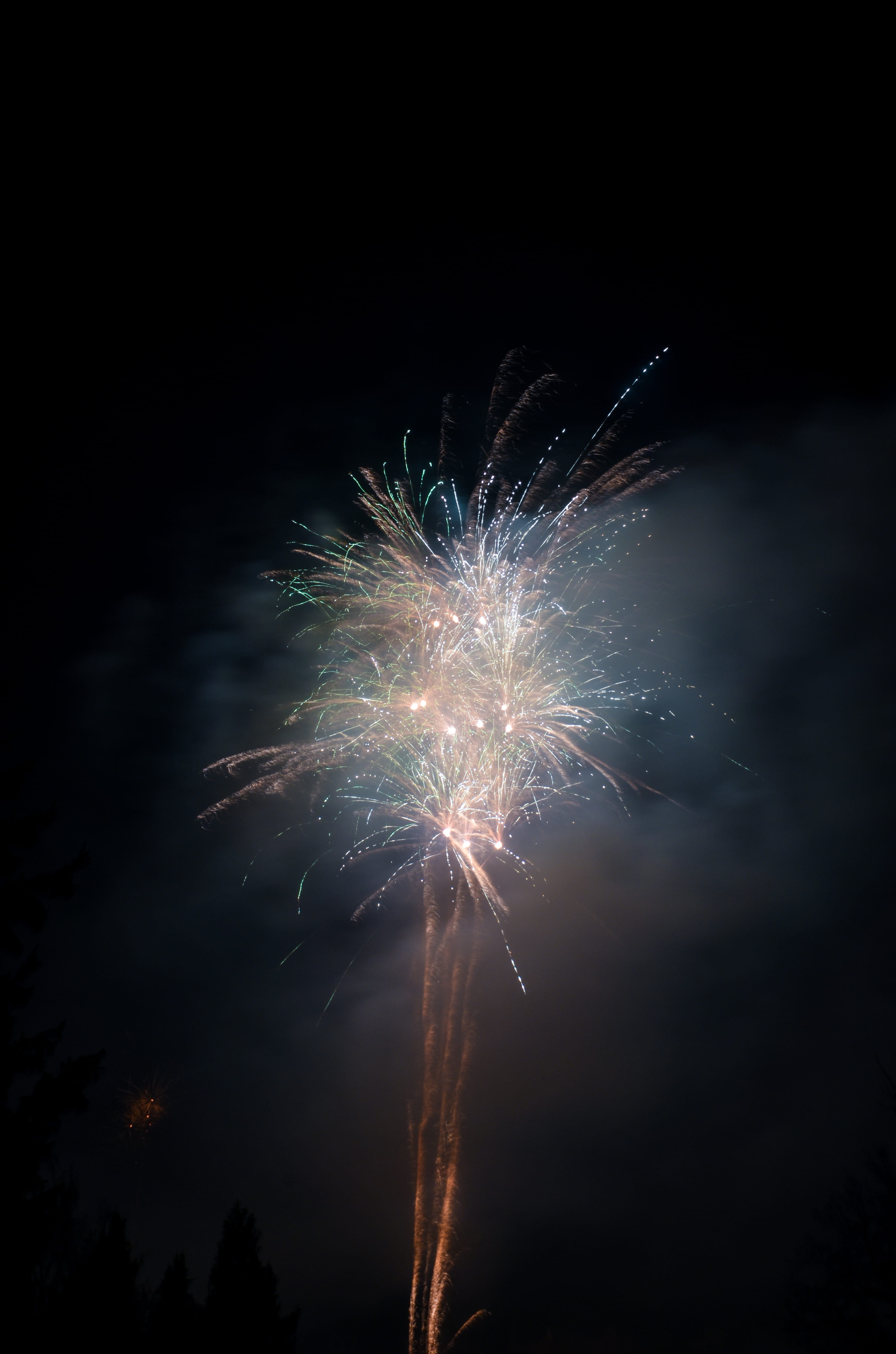 sky, 5K, light, astronomy, glowing, low angle view, dark, no people, illuminated, firework, firework - man made object, tower, exploding, new years eve, Phone HD Wallpaper