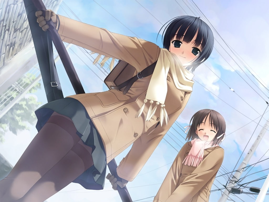 480P, winter, Asaba Nonoka, Ichinose Mio, White Breath, Anime Girls, School Uniform, schoolgirls, HD Wallpaper