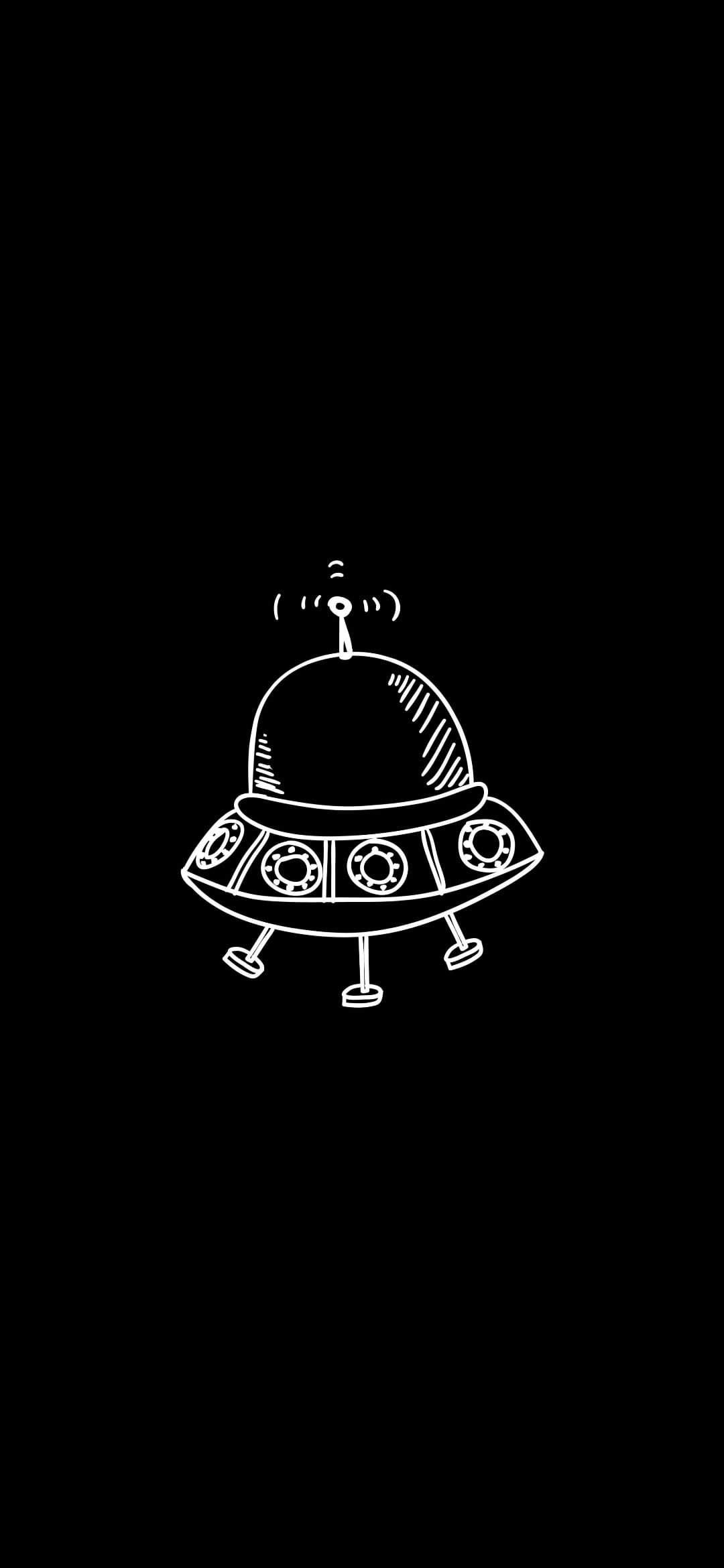 UFO, black background, space, 1080P, Phone HD Wallpaper