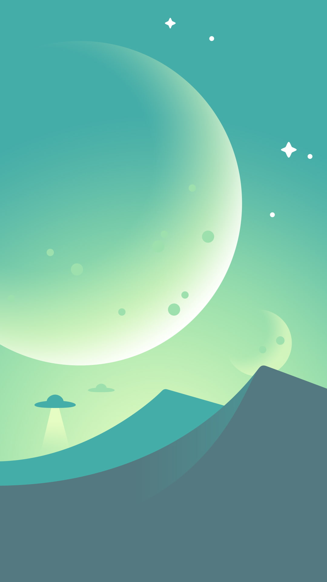 ufo, Portrait Display, digital art, 1080P, stars, mountains, nature, planet, Phone HD Wallpaper