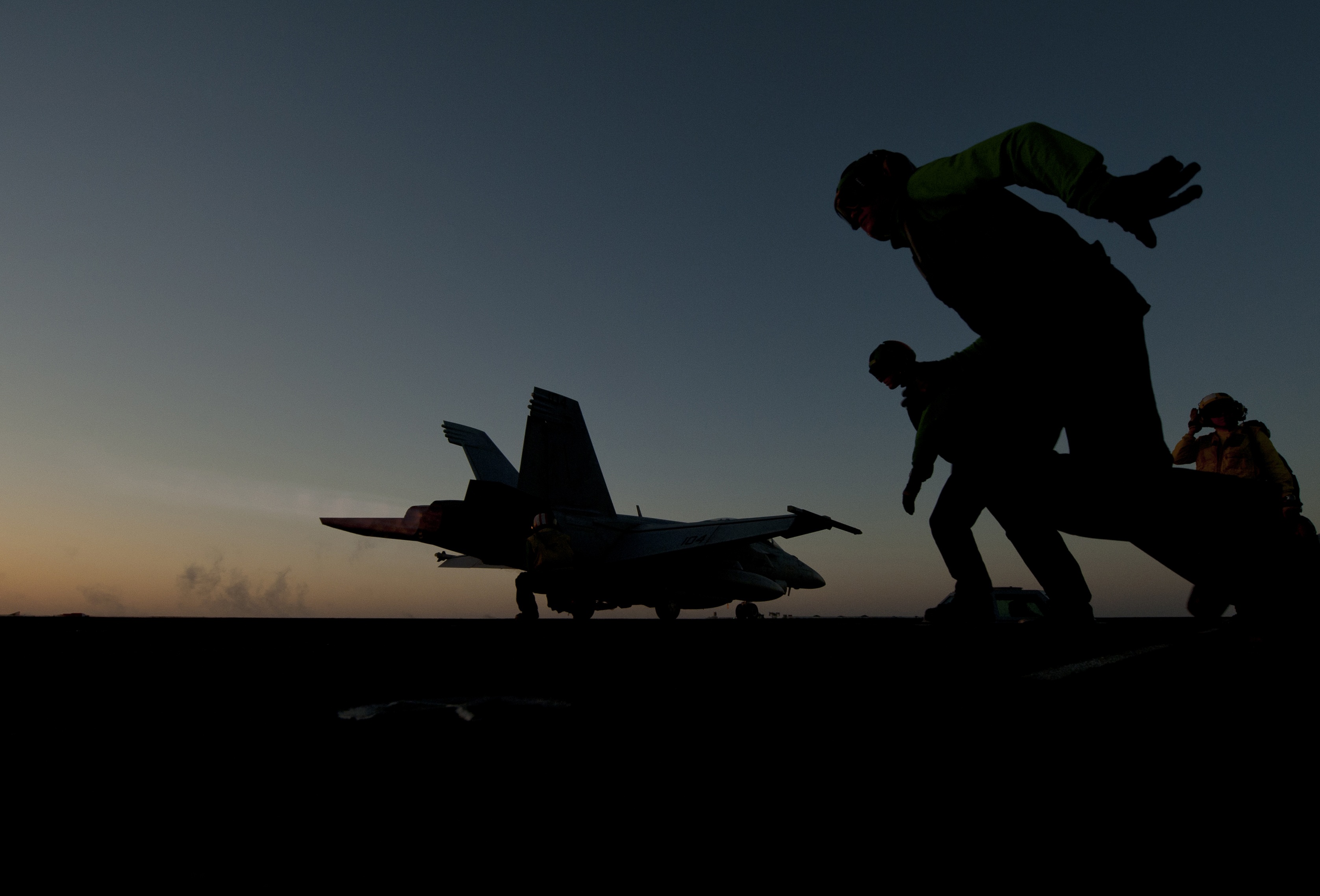 fighter Plane, sailors, aircraft carrier, two people, war, men, ship, mode of transportation, crew, sea, military, airplane, air Vehicle, silhouette, sunset, HD Wallpaper