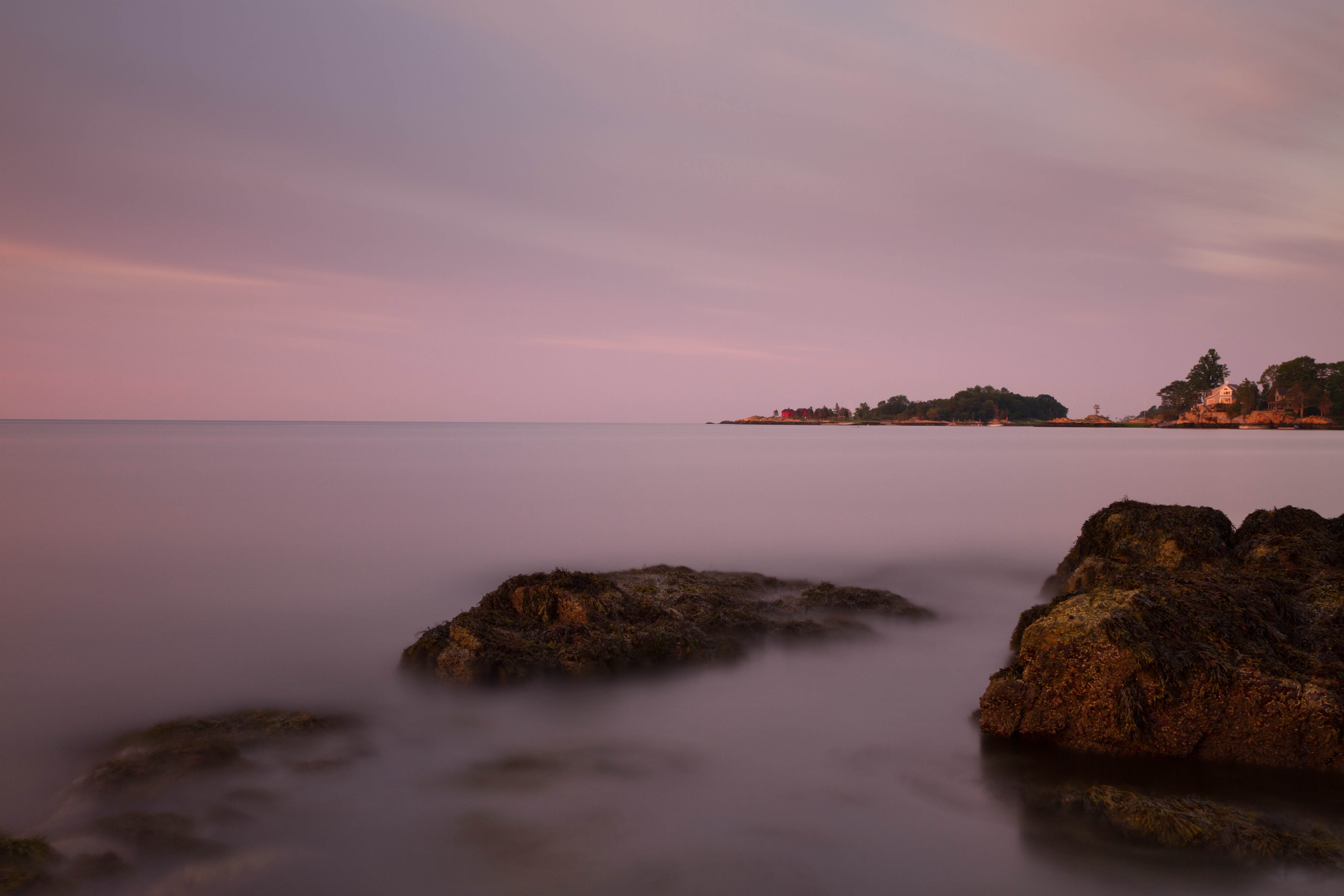 sunset, Branford  Connecticut, long exposure, LE, coastline, dawn, Long Island Sound, sea, sky, beach, Short Beach, B+W, landscape, gray, ocean wave, 5K, HD Wallpaper
