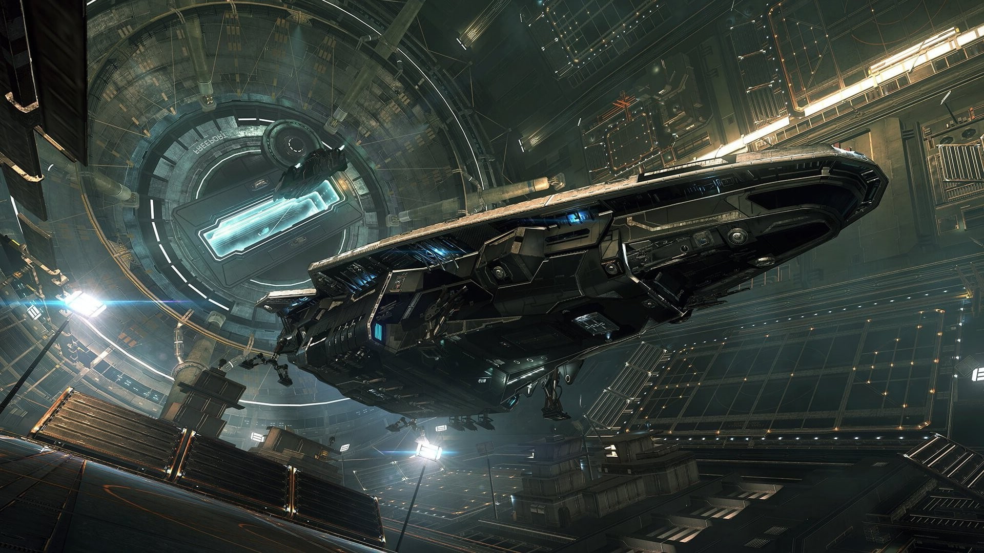 technology, science fiction, no people, Anaconda (spaceship), spaceship, futuristic, modern, low angle view, space, connection, Elite: Dangerous, illuminated, HD Wallpaper