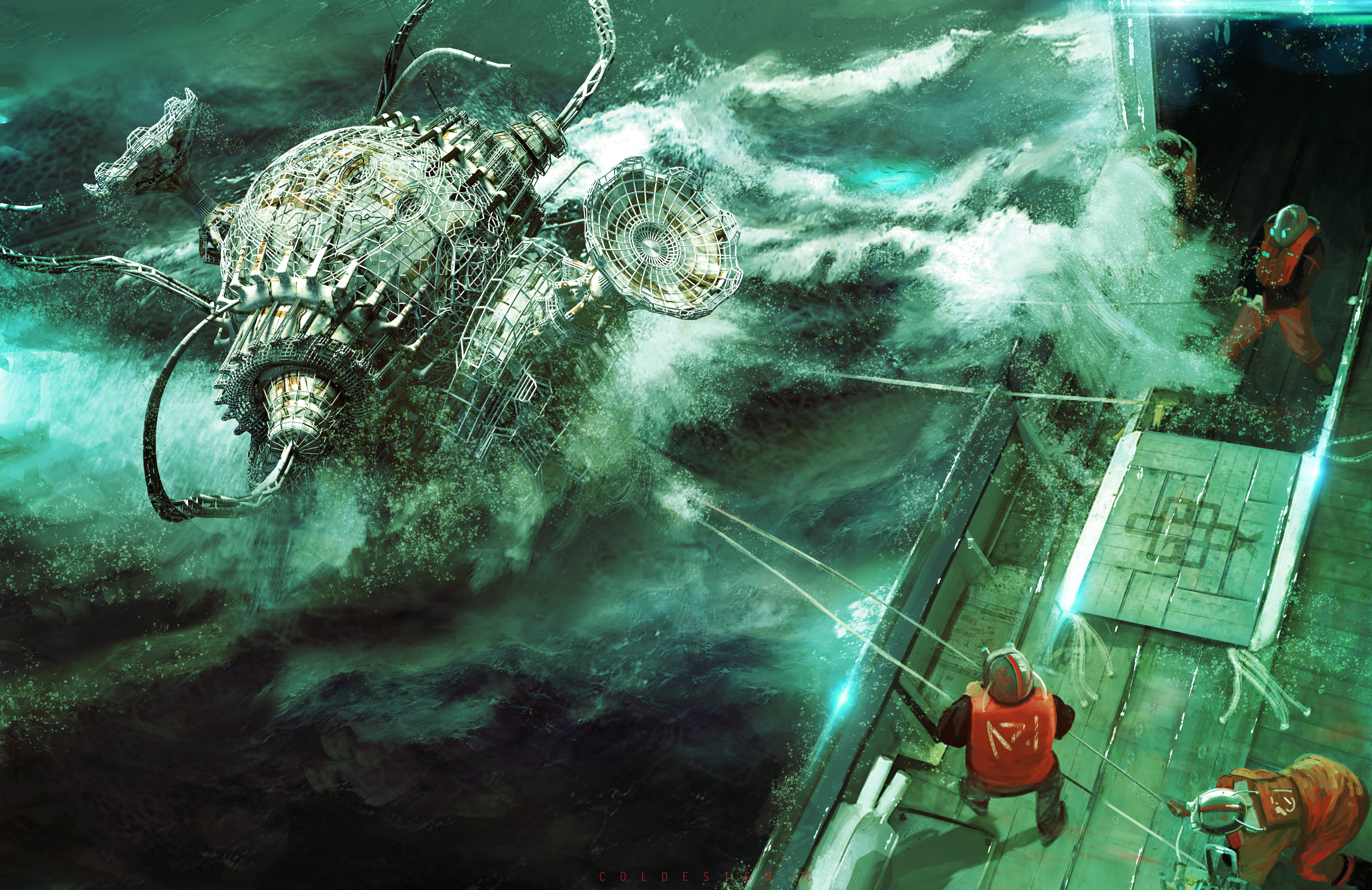 ship, technique, what lies, Col Price, sea, mechanism, 5K, HD Wallpaper
