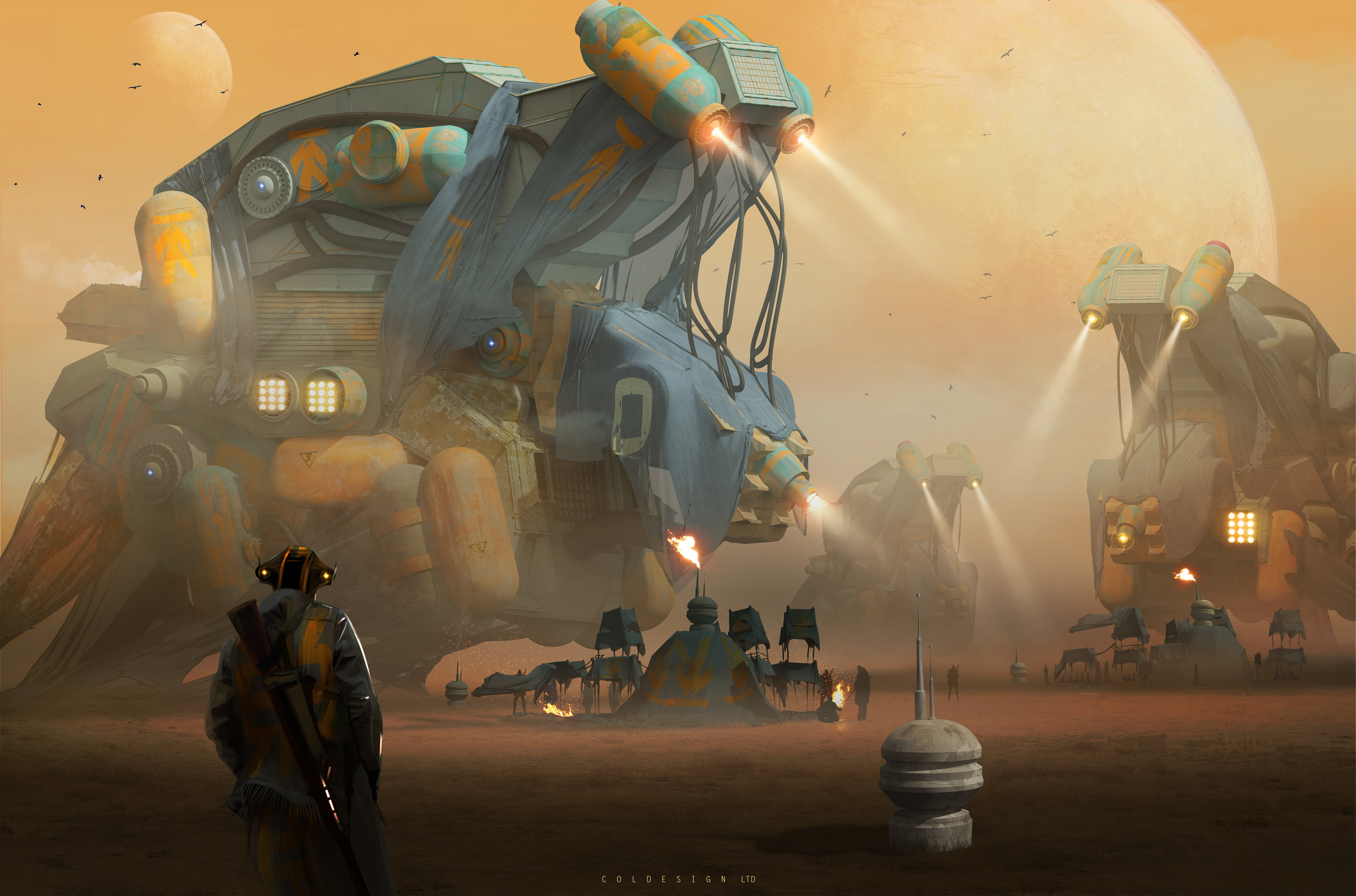 Col Price, slave camp, 4K, spaceships, technique, HD Wallpaper