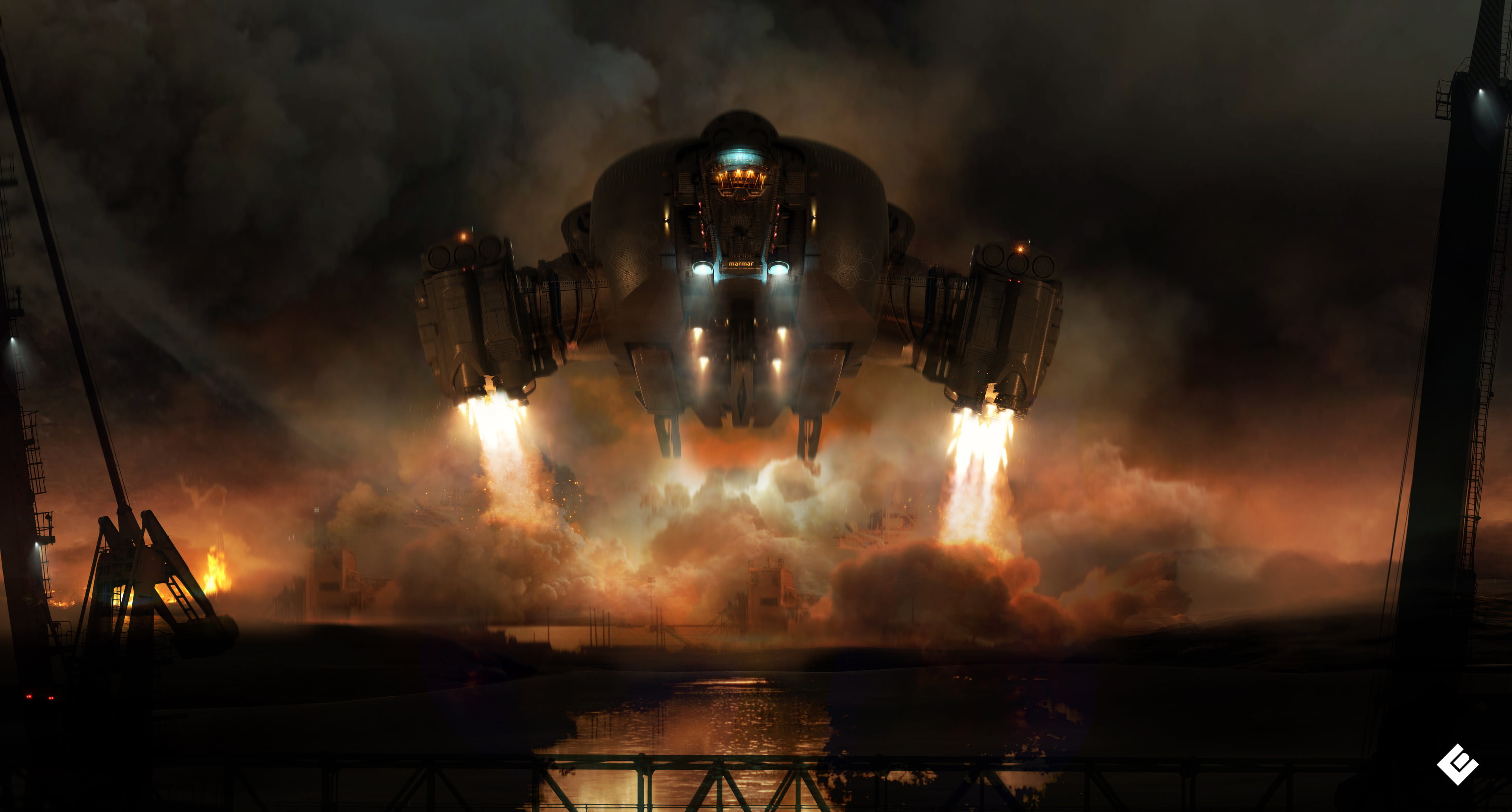 dark, 4K, digital art, ArtStation, Col Price, science fiction, artwork, vehicle, HD Wallpaper