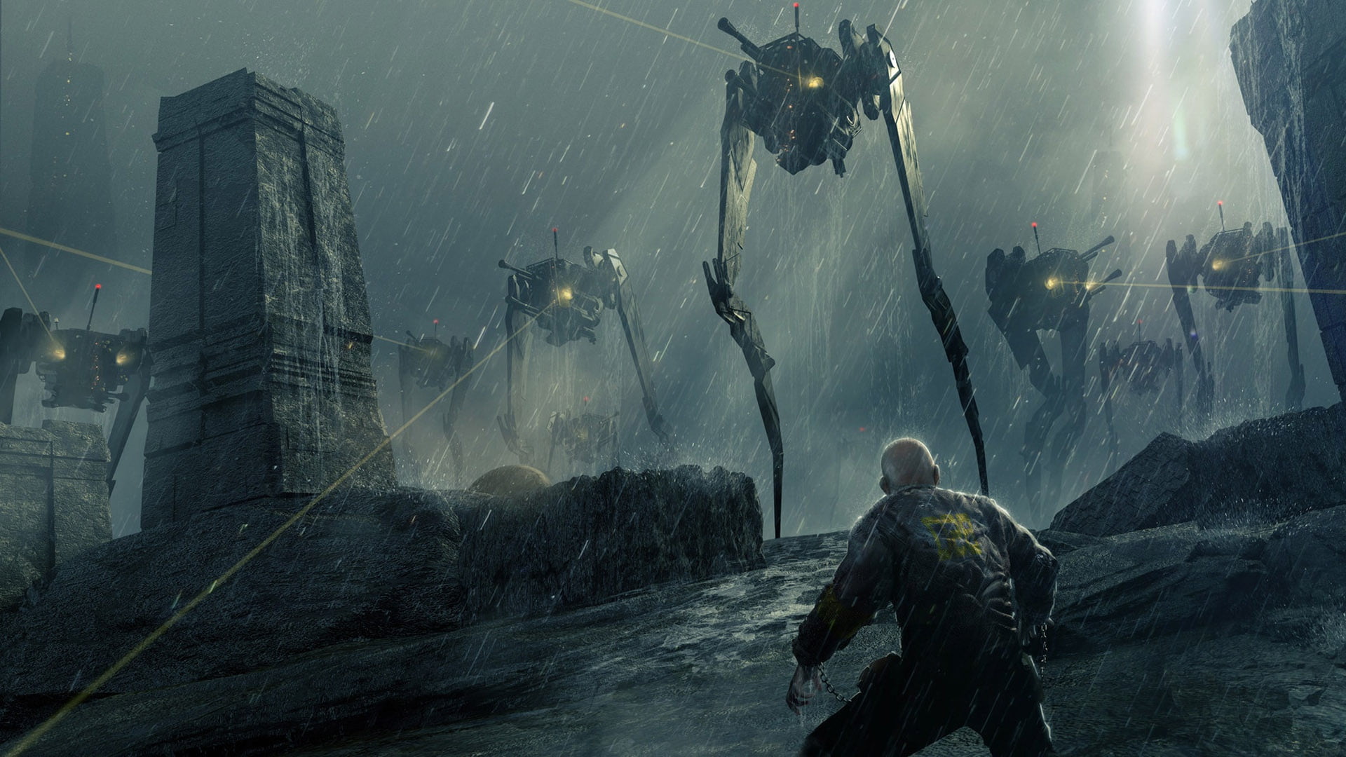 1080P, lasers, Col Price, robots, no escape, HD Wallpaper