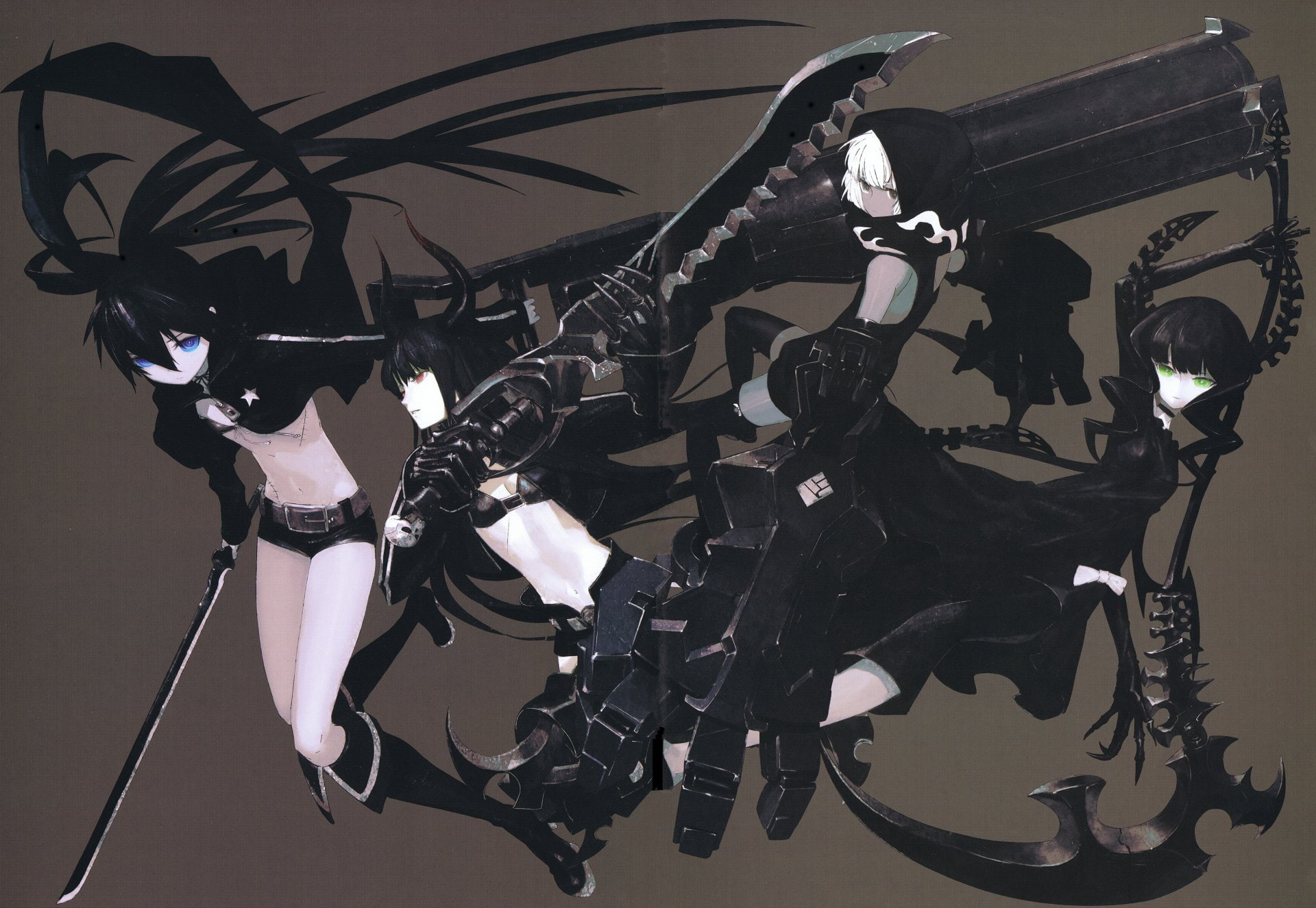 Dead Master (Black Rock Shooter), Strength (Black Rock Shooter), Black Gold Saw, 1080P, Anime, Black Rock Shooter, HD Wallpaper