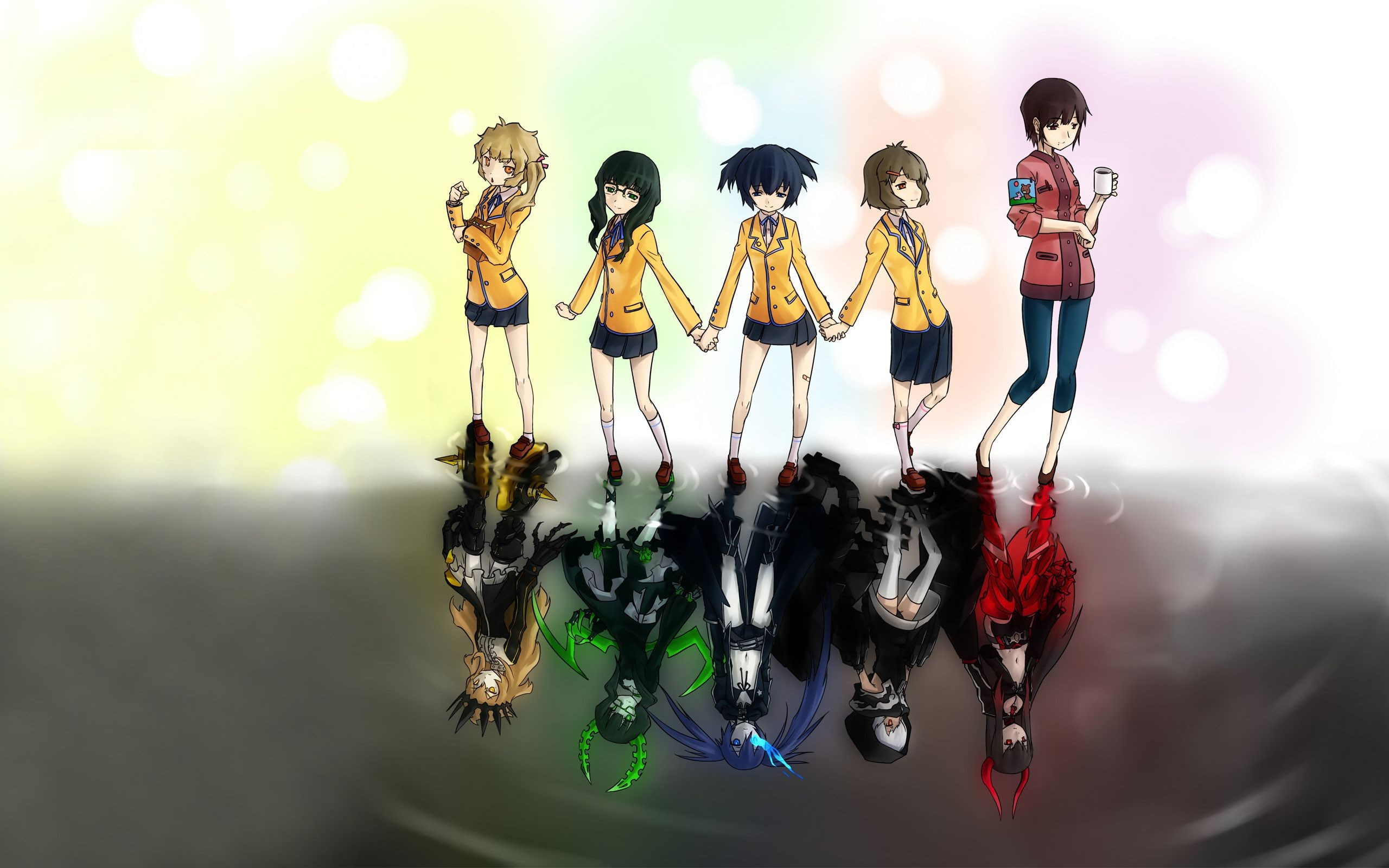 koutari, gold, dead, kuroi, chariot, kagari, 2K, strength, shooter, rock, takanashi, anime, yomi, master, saya, mato, black, izuriha, irino, yuu, HD Wallpaper