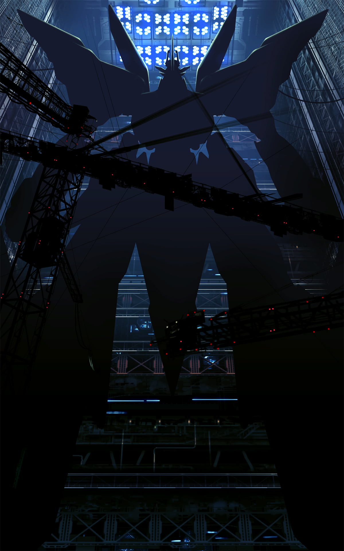 industry, science fiction, 1080P, economy, business, silhouette, futuristic, artwork, city, sky, low angle view, no people, transportation, mech, Phone HD Wallpaper