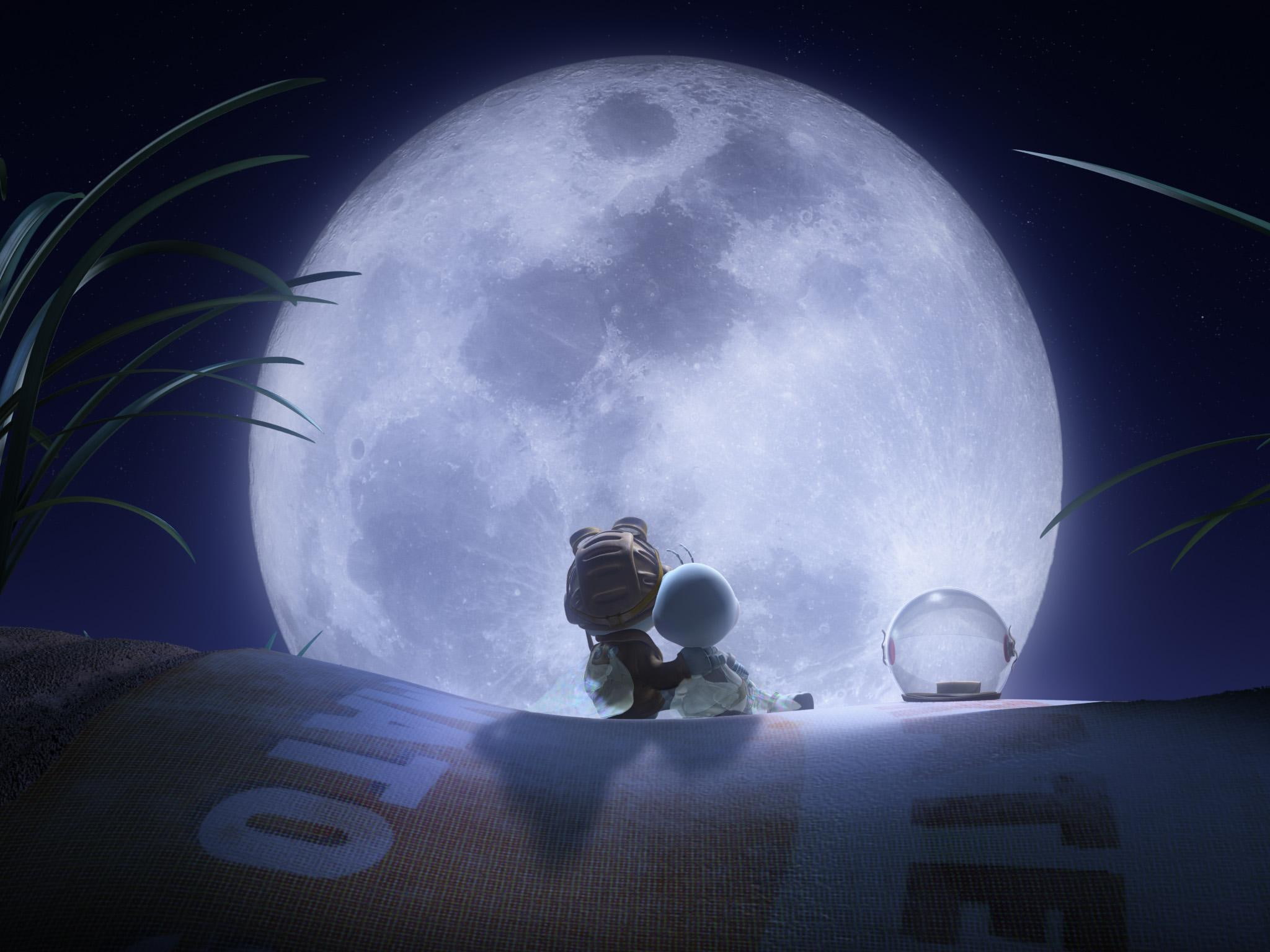 d, 3d and abstract, 1080P, moon, fly, graphic, design, earth, HD Wallpaper