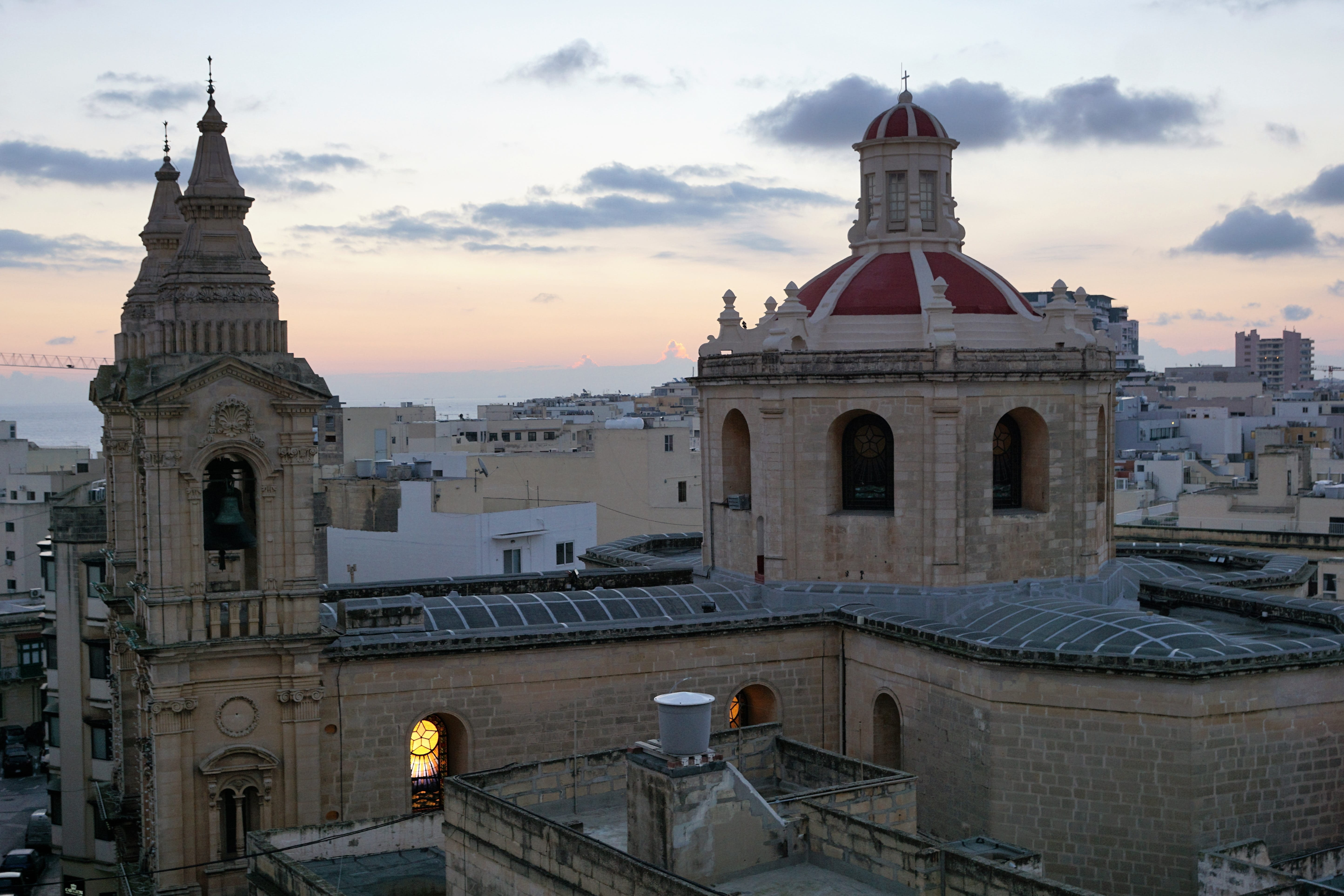 europe, Mediterranean, place of worship, church, dome, Sliema, built structure, sunset, Malta, italy, belief, sky, urban Skyline, film, building, building Exterior, HD Wallpaper