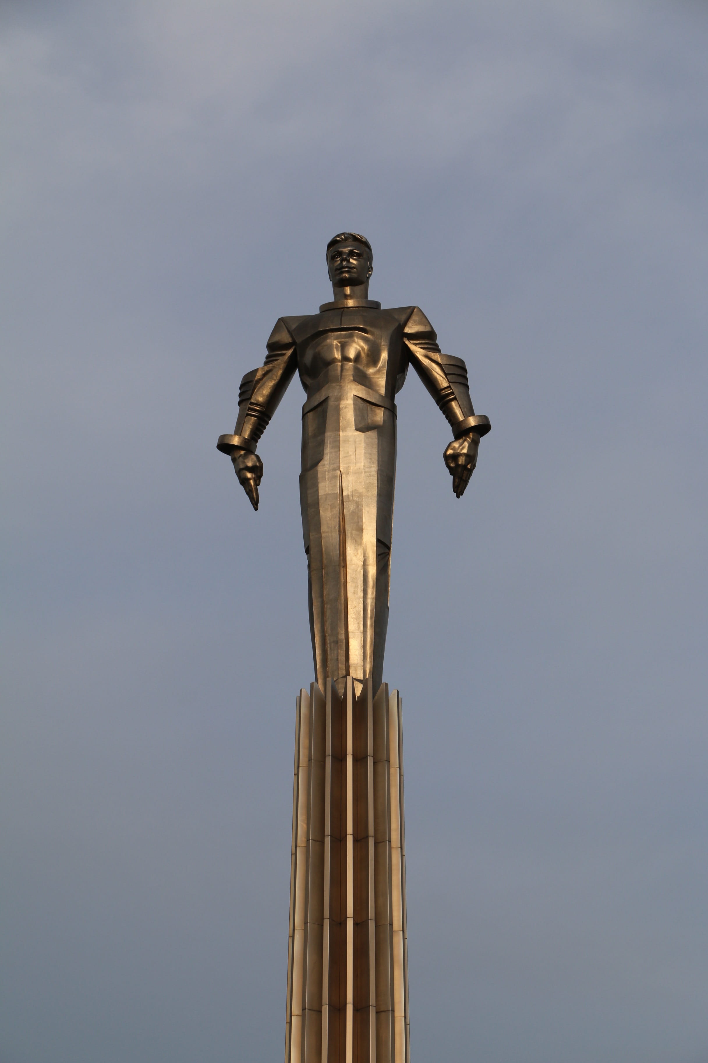 representation, history, flight, belief, day, art and craft, memorial, human representation, man, Statue, male likeness, gagarin, spirituality, low angle view, Phone HD Wallpaper