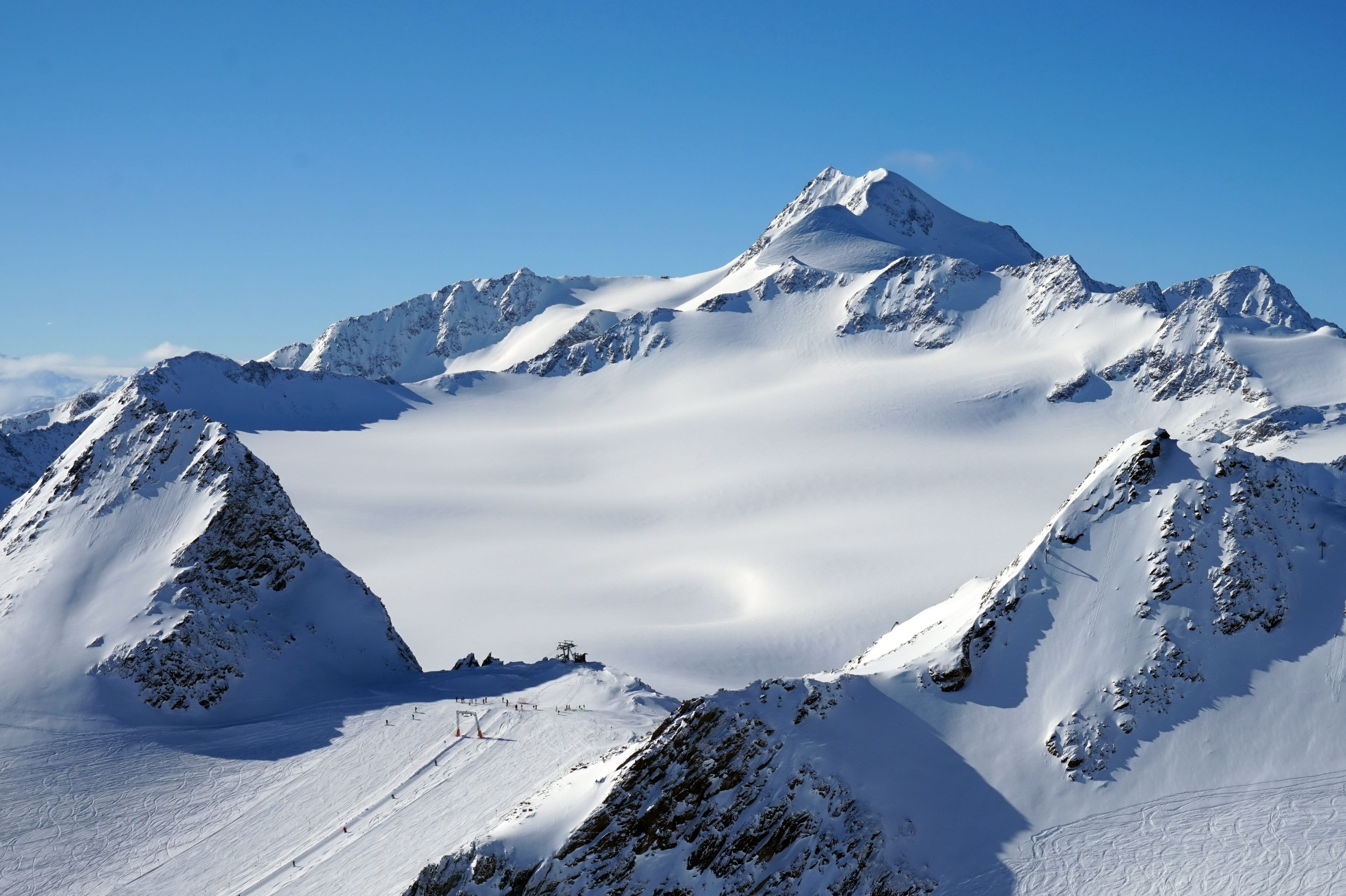 mountain, majestic, cold temperature, coldly, outdoors, white color, no people, weather, extreme weather, austia, snowcapped mountain, clear sky, tranquil scene, HD Wallpaper