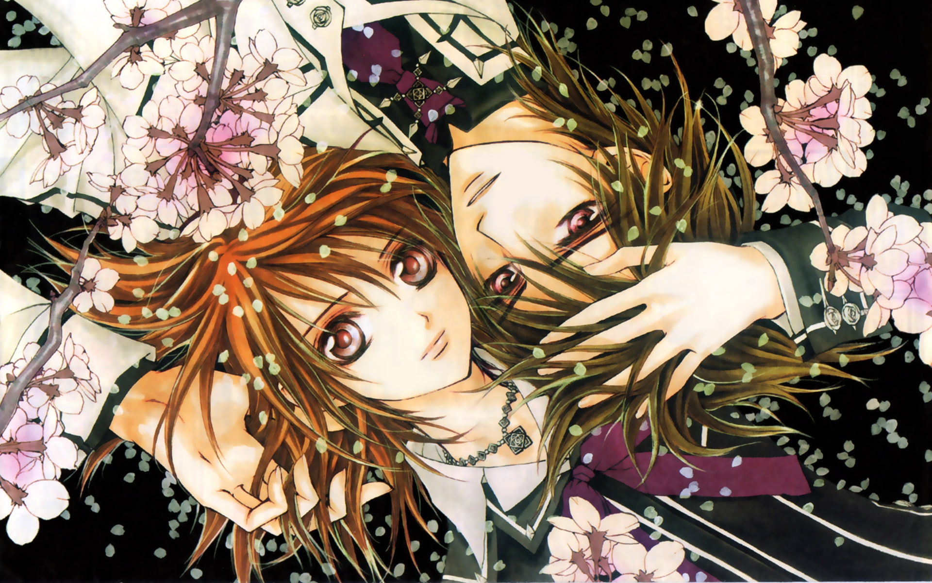 Vampire Knight, flower, cross, 1080P, manga, anime, hd, x, petals, art, knight, yuki, vampire, HD Wallpaper