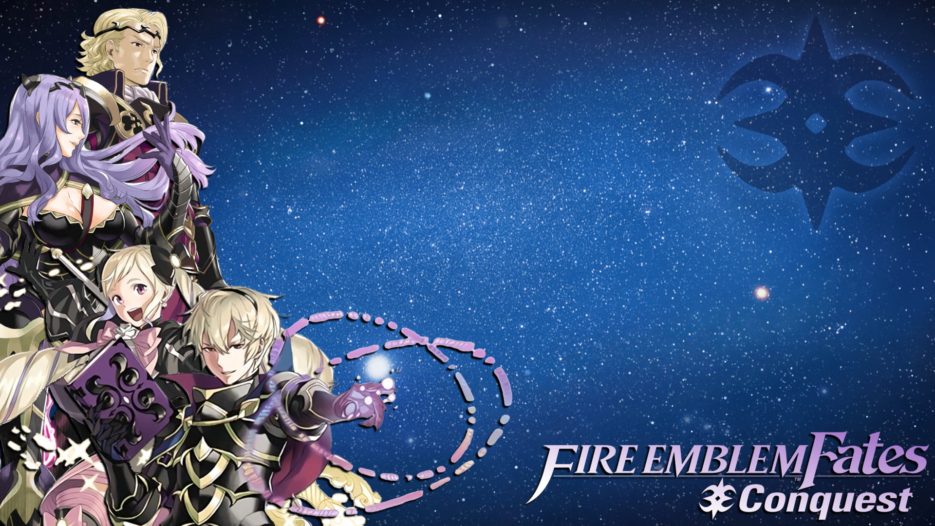 1080P, text, constellation, star field, sky, no people, low angle view, star, Fire Emblem Fates, western script, astronomy, shape, outdoors, space, scenics - nature, HD Wallpaper