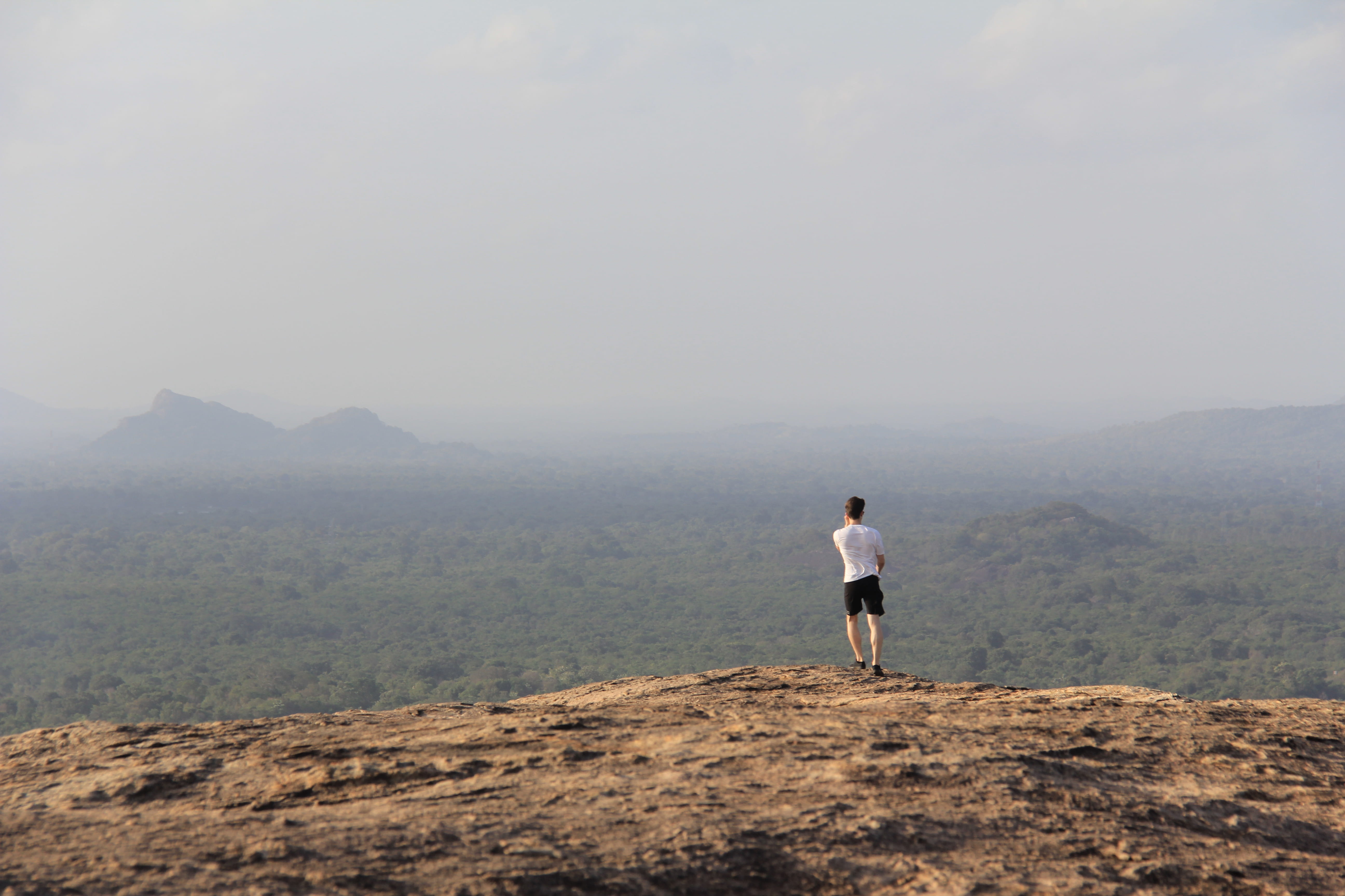 one person, sky, outdoors, copy space, wild, mountain, rock, cloud, t, beauty in nature, full length, beige, person, time, white, fog, man, male, sri lanka, HD Wallpaper