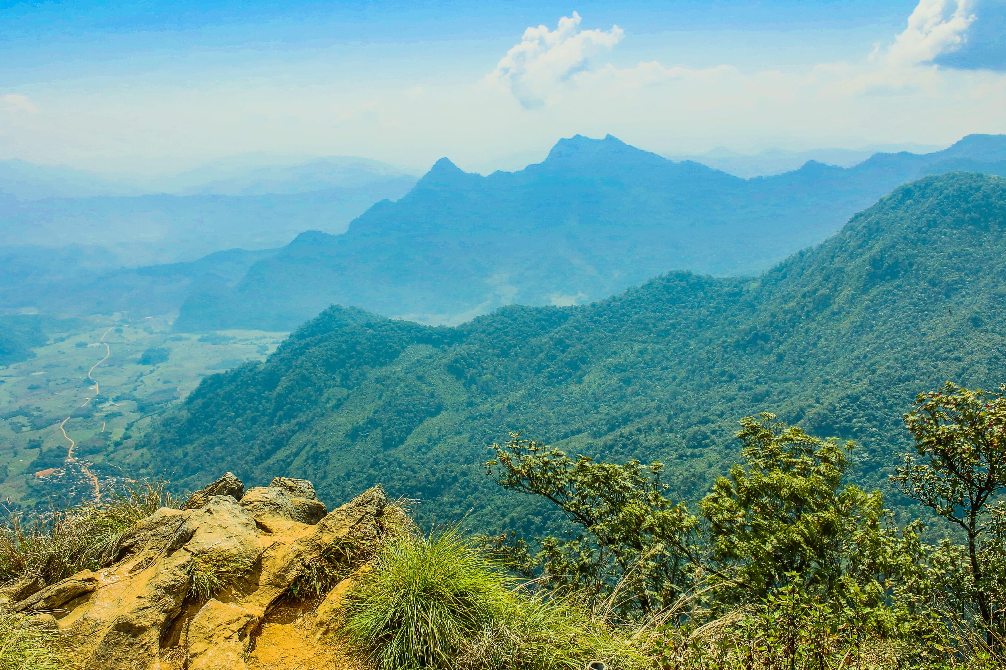 clouds, valley, peak, high, growth, nature, scenic, view, beautiful, forest, trees, thailand, tourism, cliff, sight, adventure, cloud - sky, grass, mountain peak, HD Wallpaper