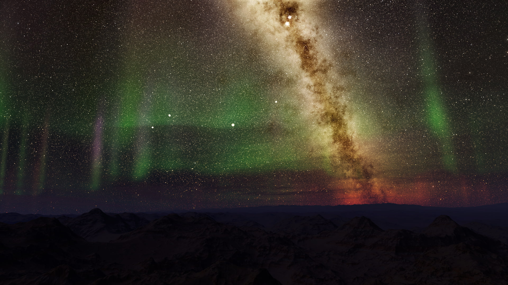1080P, Sci Fi, Aurora Borealis, Space, Stars, Milky Way, HD Wallpaper