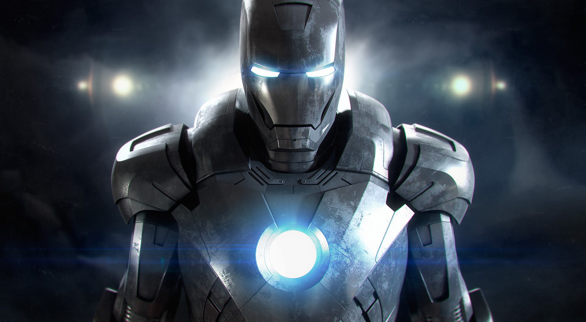 1080P, machinery, blue, dark, night, art, alien, uFO, military, helmet, cyborg, waist up, marvel, lighting equipment, astronaut, spaceship, machine, illuminated, HD Wallpaper