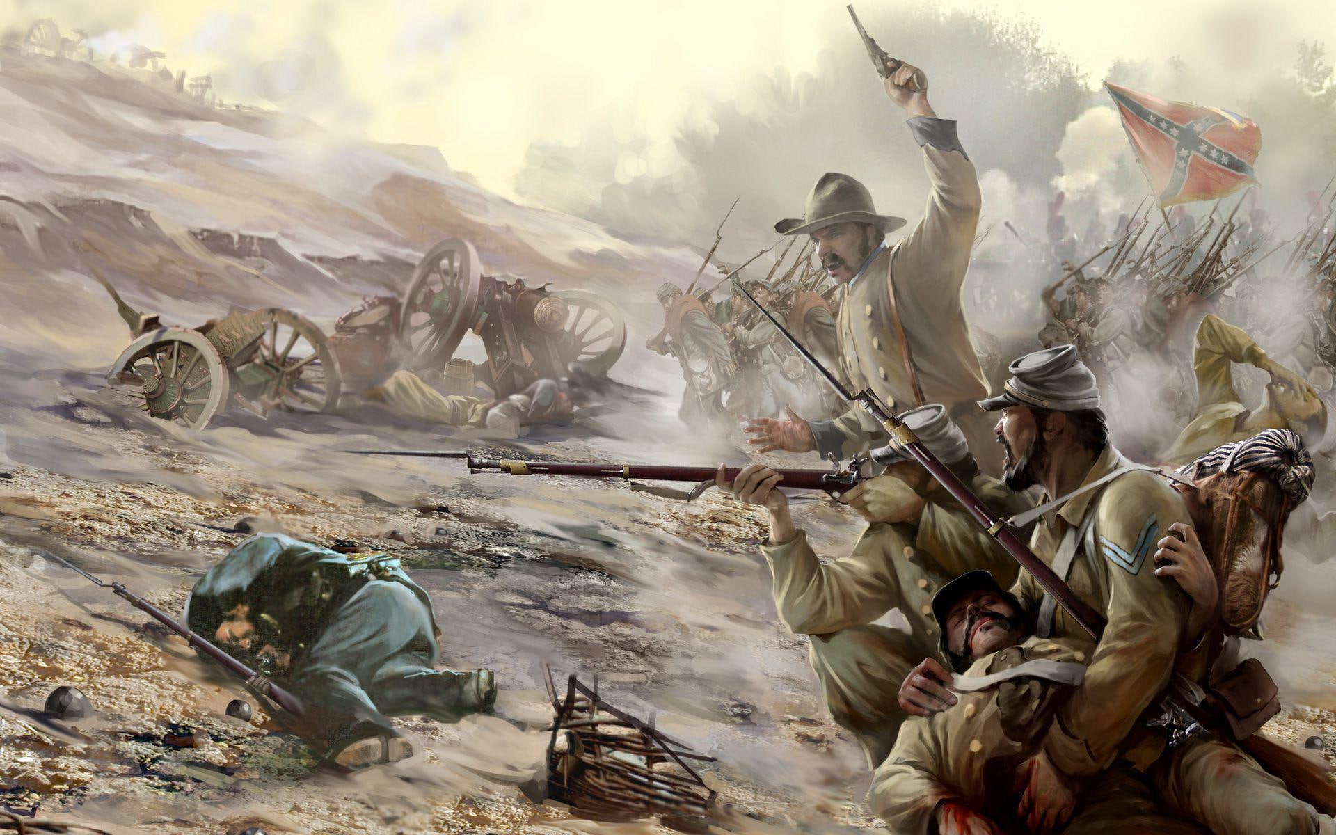 painting, american conquest, american, 1920x1200, conquest, soldier, games, 1080P, s, war, HD Wallpaper