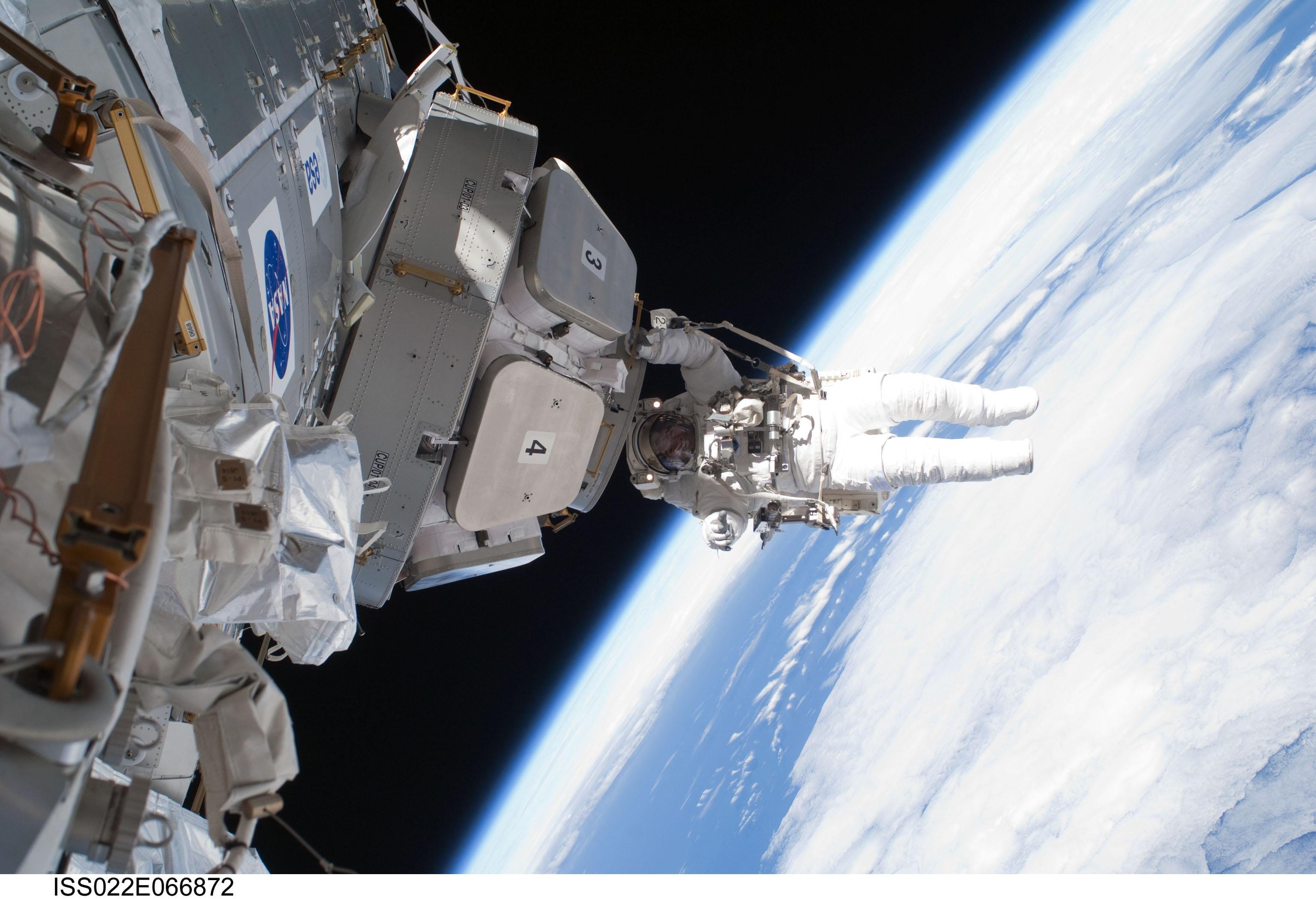 motion, no people, nasa, spacesuit, water, astronaut, robot, outdoors, aerospace industry, iss, cosmonautics, aerospace, sky, transportation, international space station, HD Wallpaper