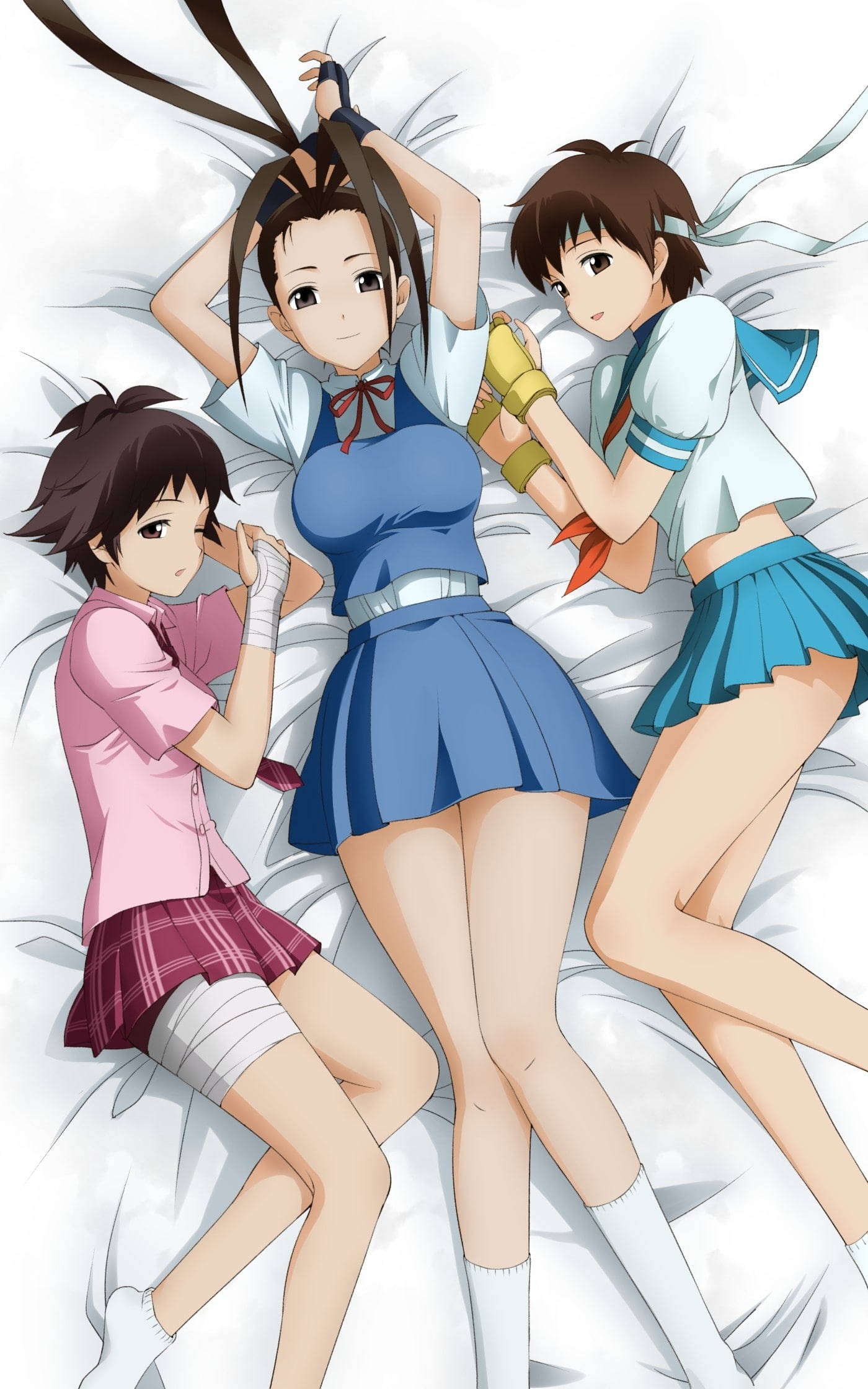 girls, games, short, fighter, beds, makoto, capcom, street, hair, hd, anime, art, lying, street fighter, Video Games, ibuki, video, skirts, 1080P, Phone HD Wallpaper