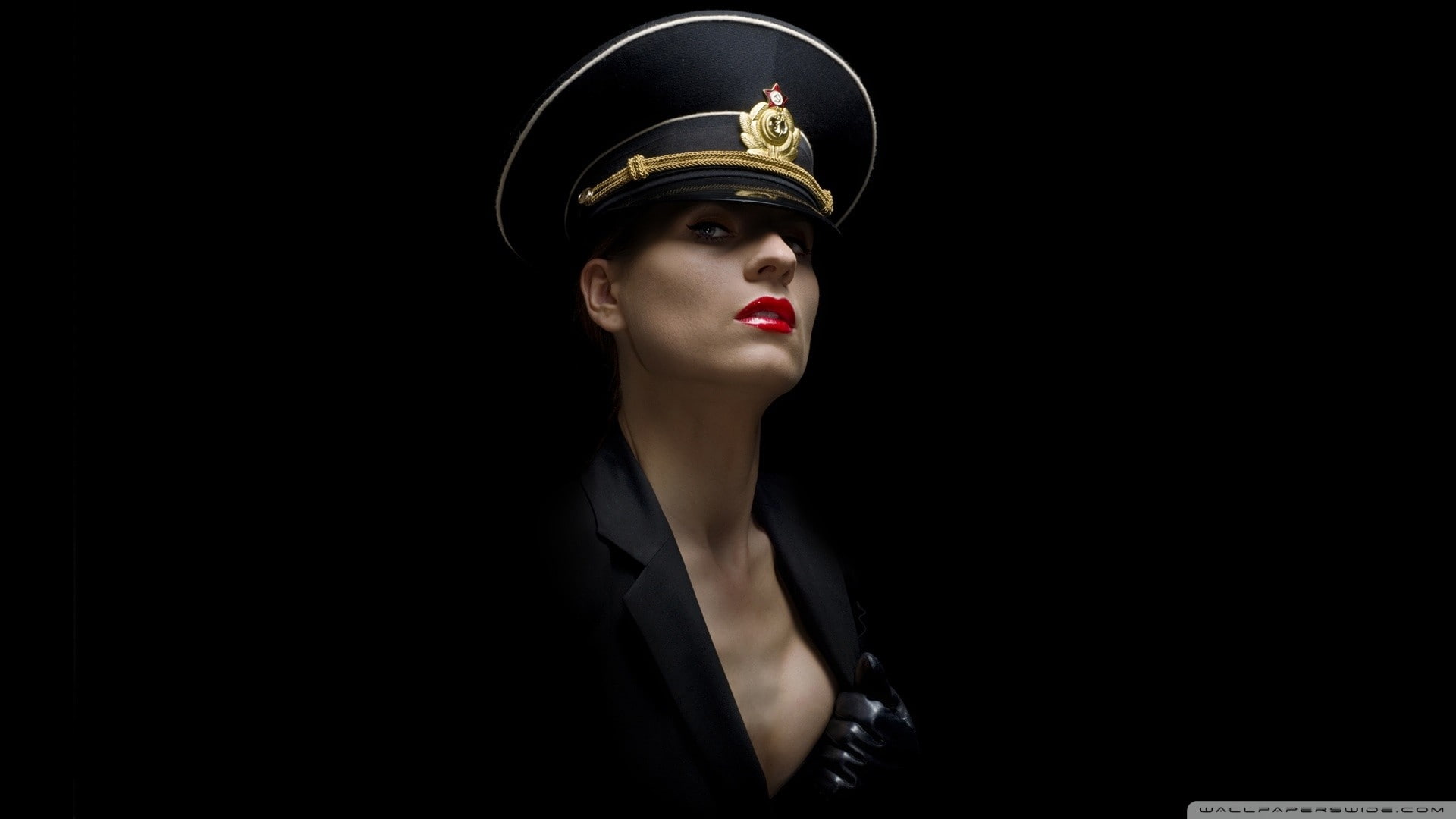 Black, x, hd, 1080P, background, russians, red, military, models, officer, uniforms, army, lips, aircraft, wa, women, art, HD Wallpaper