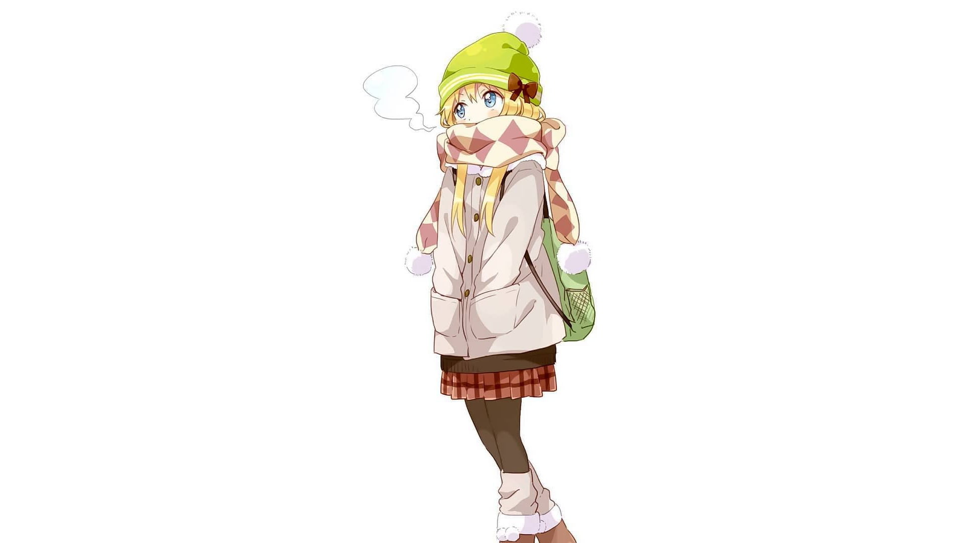fan art, shoe, one person, white background, copy space, standing, women, Yuru Yuri, indoors, winter, representation, 1080P, full length, simple background, HD Wallpaper