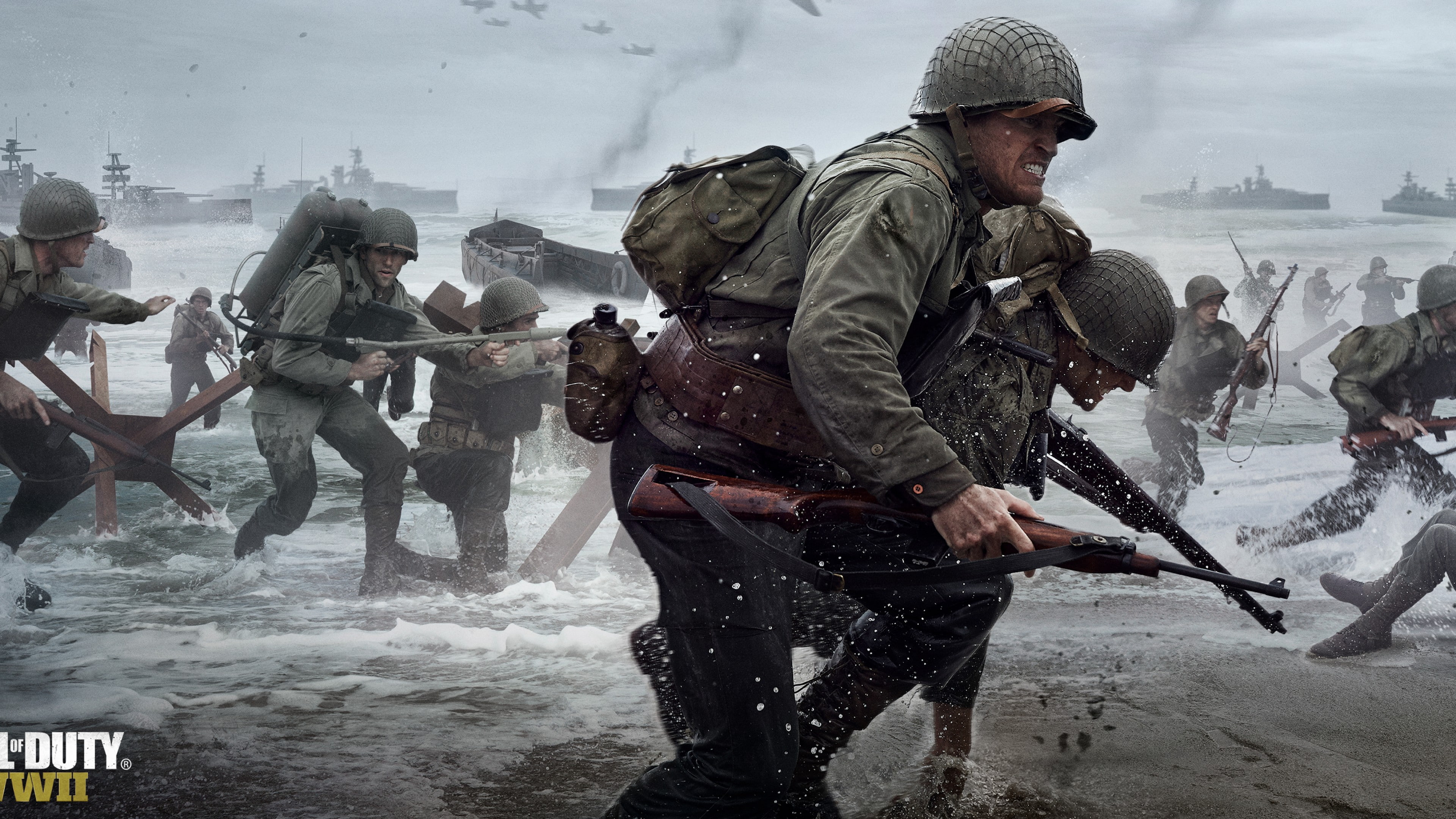 Call of Duty: WW2, 4K, running, photo, 5k, 4k, war, E3 2017, screenshot, poster, soldiers, HD Wallpaper