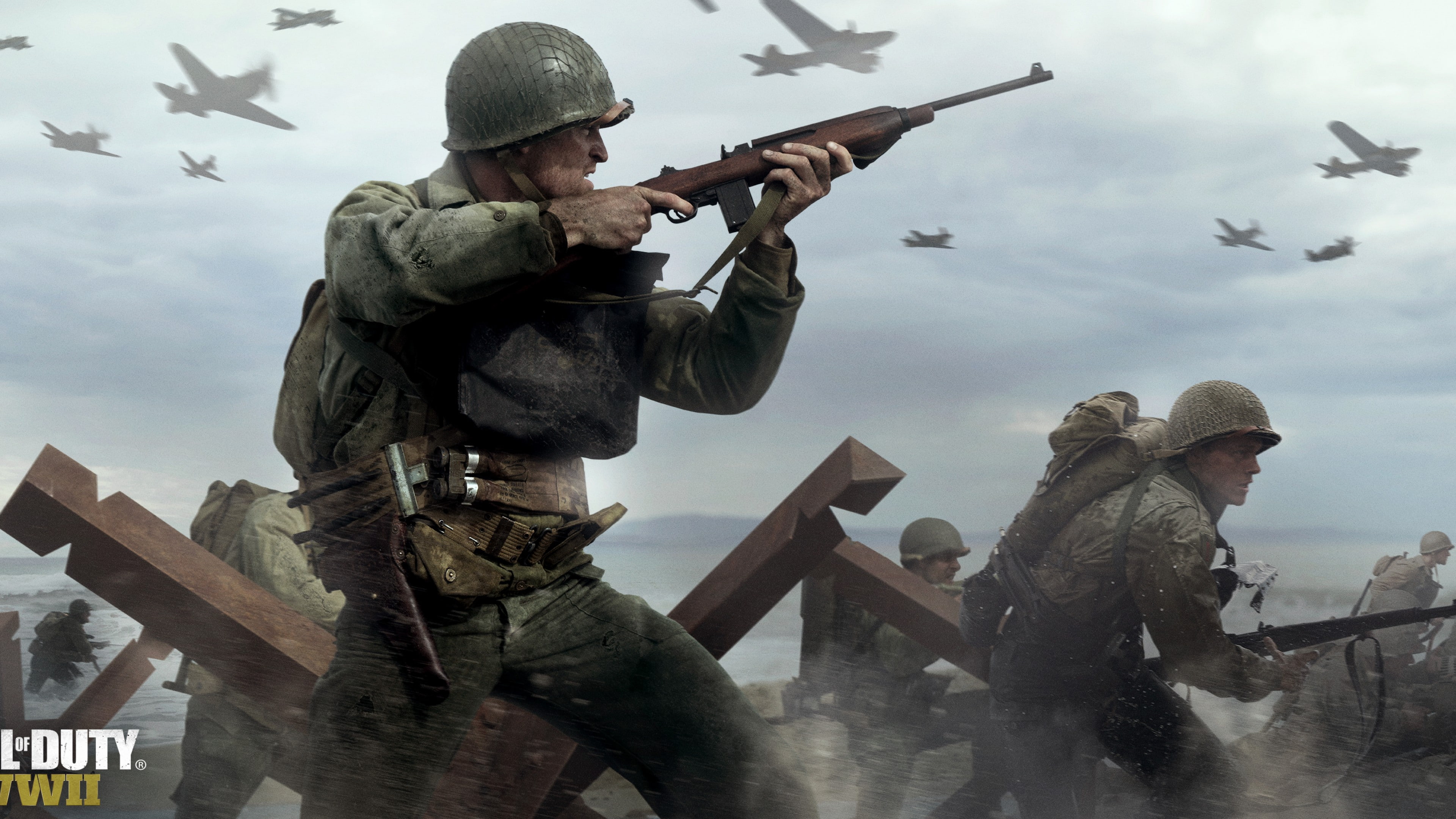 screenshot, 4k, rifle, 4K, Call of Duty: WW2, animated, poster, 5k, E3 2017, holding, soldier, war, HD Wallpaper