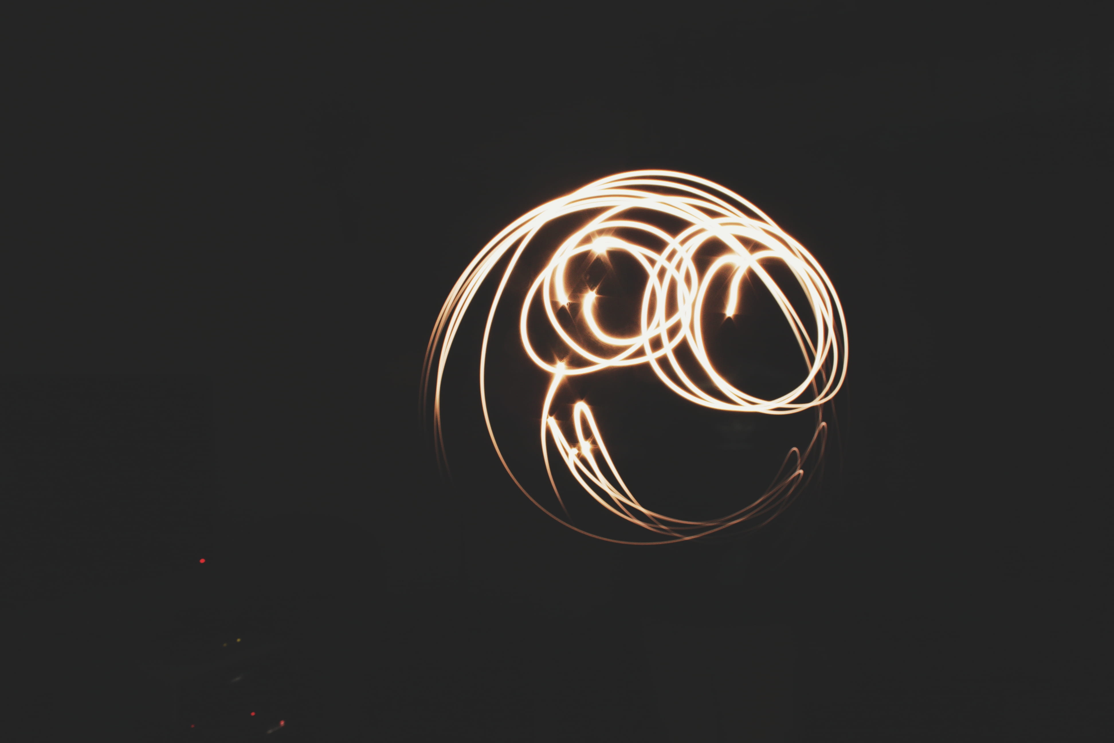 black background, fire - Natural Phenomenon, Keep smiling, lighting equipment, close-up, backgrounds, light, dark, pattern, poi, motion, fire, glowing, HD Wallpaper