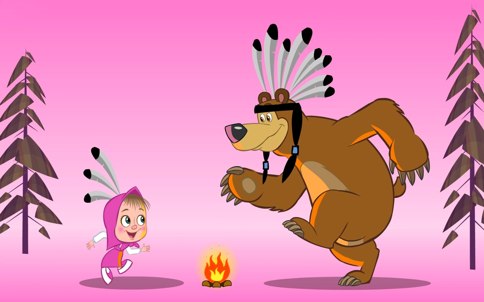 mammal, emotion, domestic animals, bear, Cartoons, people, adult, flowering plant, flower, characters, cartoon, nature, dance, pets, near, dog, illustration, HD Wallpaper