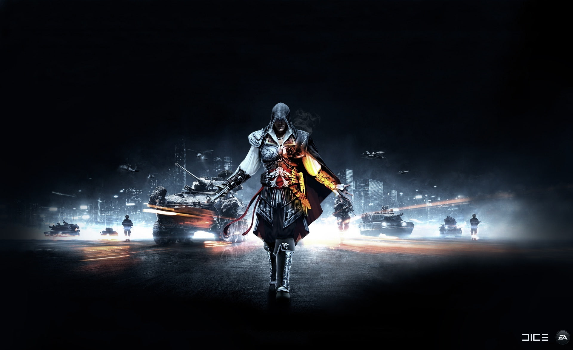 full length, Games, outdoors, illuminated, front view, one person, ac, transportation, young adult, Battlefield, adult, night, clothing, architecture, mode of transportation, HD Wallpaper
