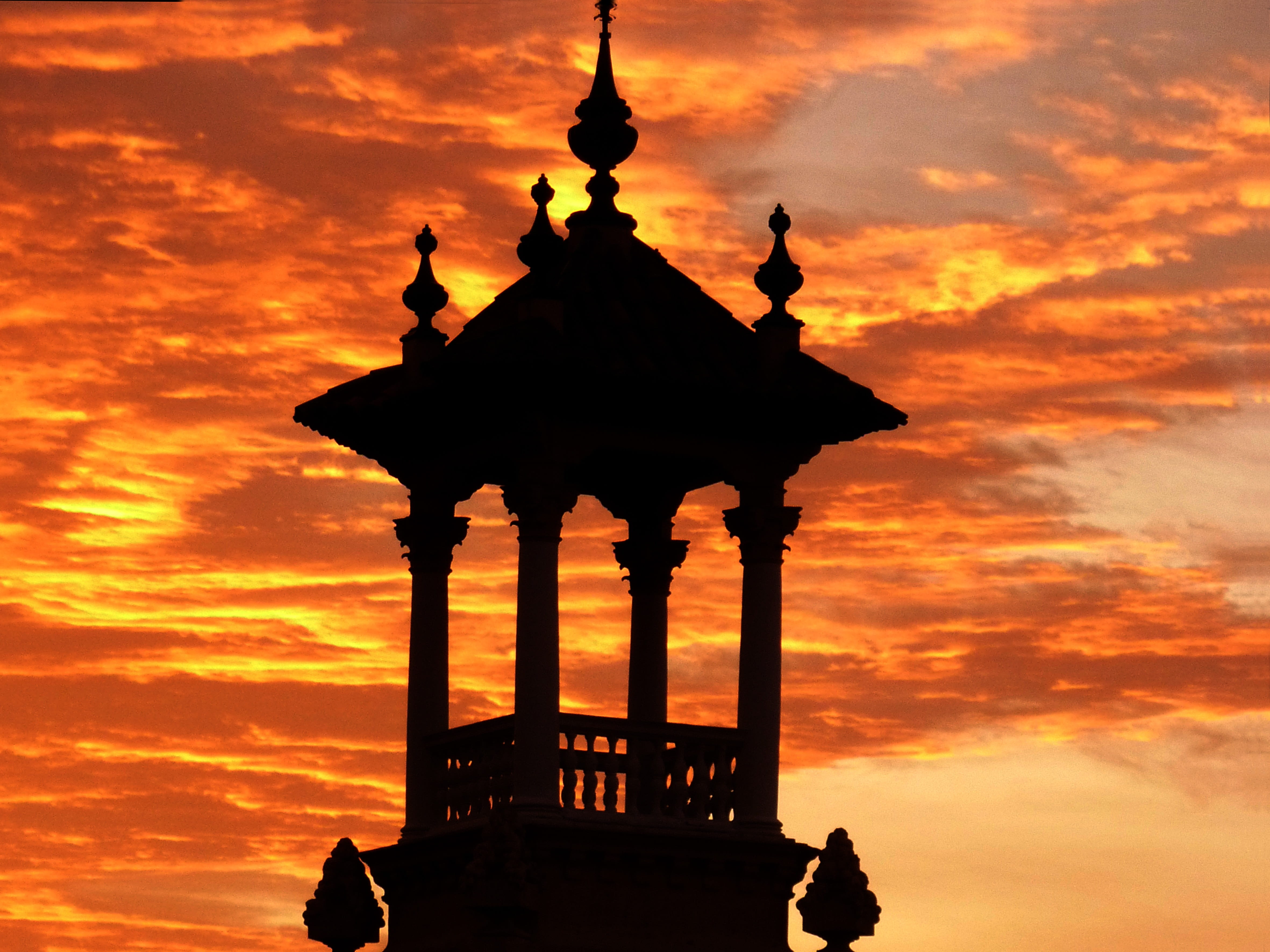 4K, dusk, national palace, palace, architectural column, beautiful, orange color, nacional, cloud - sky, architecture, beauty in nature, place of worship, HD Wallpaper