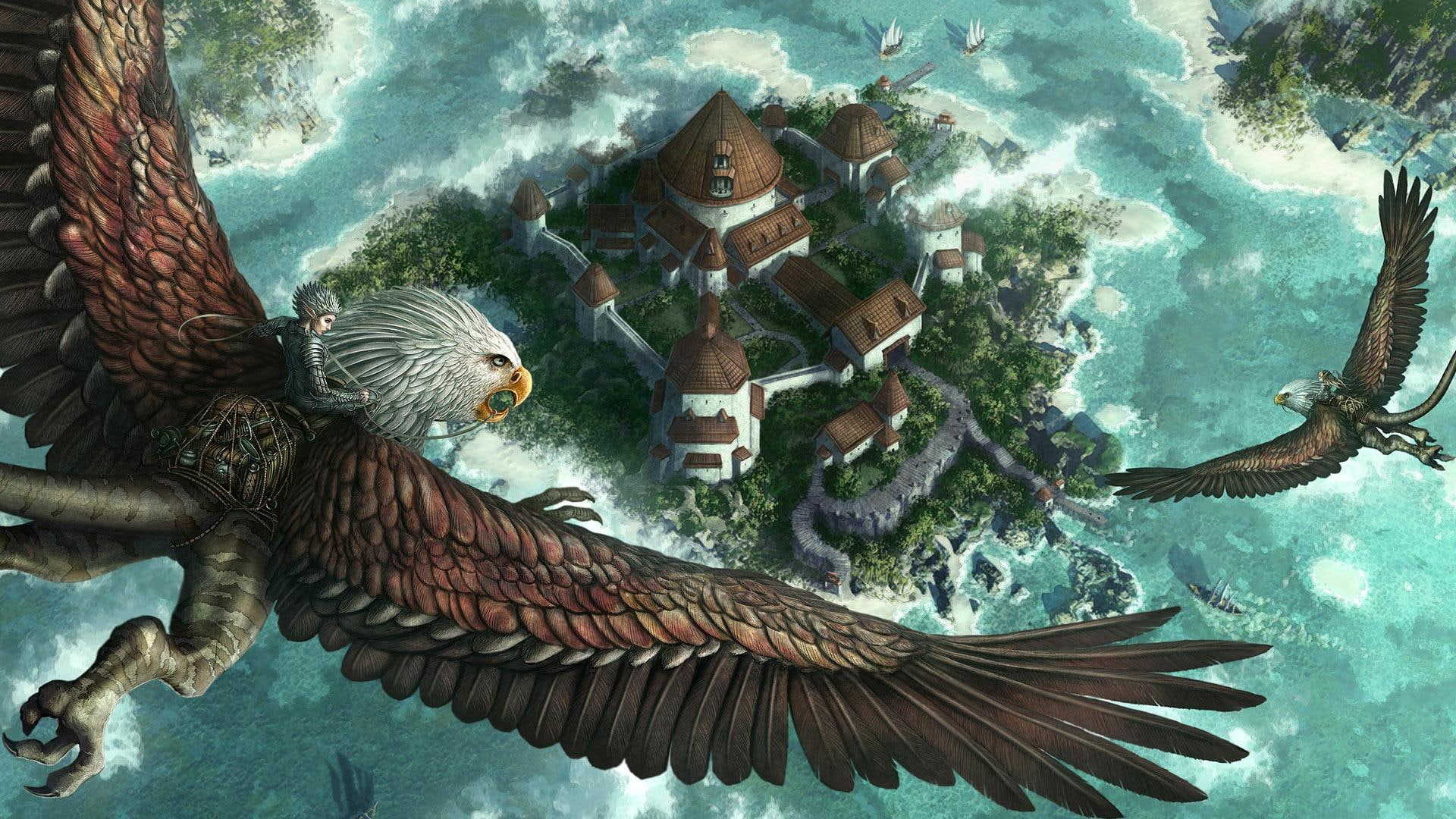 1080P, birds, cant, catch, castle, animals, fantasy, HD Wallpaper