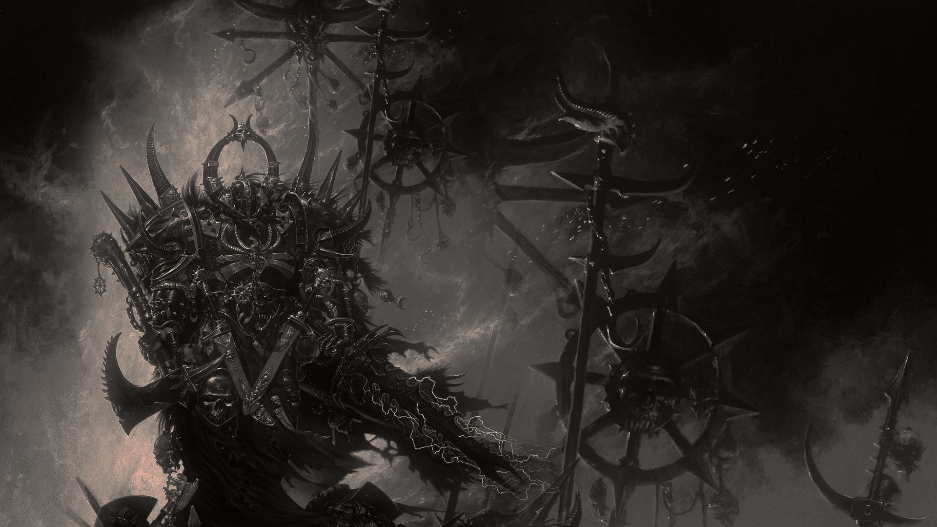 machine, knight, 000, WH40K, Warhammer 40, dark, 1080P, Chaos, fantasy art, digital art, artwork, HD Wallpaper
