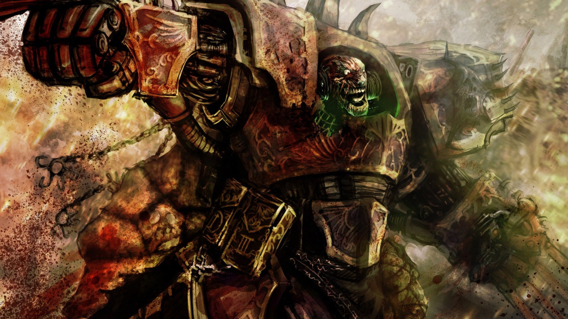 1080P, marine, warhammer, 40k, chaos, artwork, space, HD Wallpaper