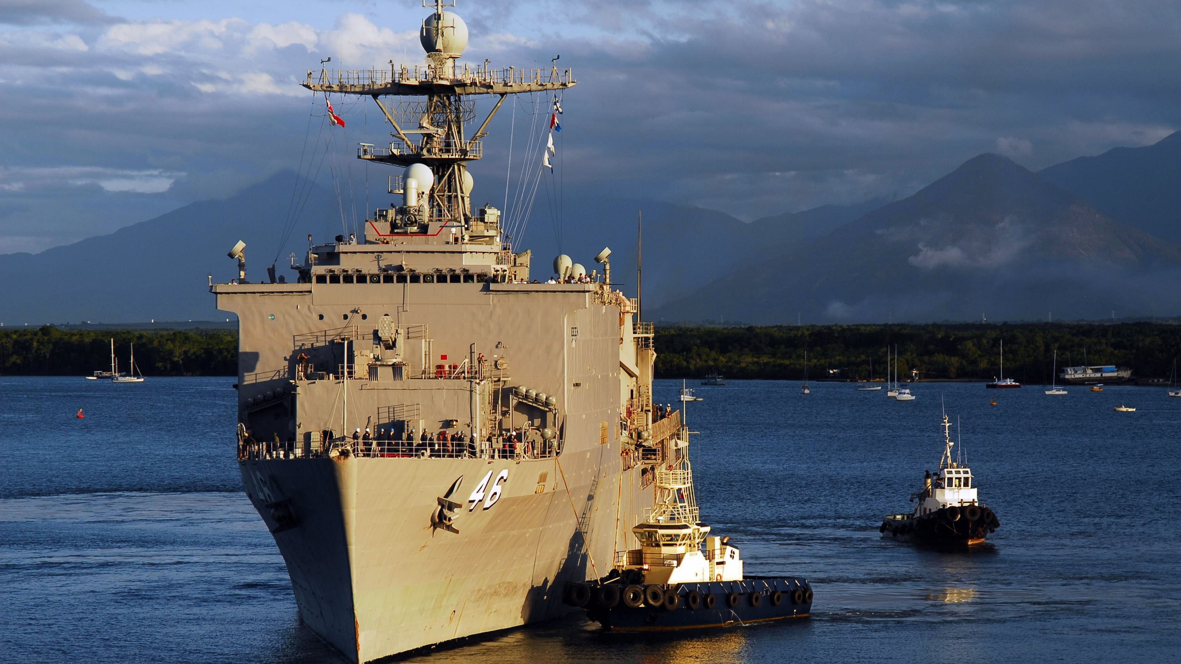 ship, dock landing ship, naval, Whidbey Island-class, USS Tortuga, ocean, 4K, USA Navy, LSD-46, HD Wallpaper